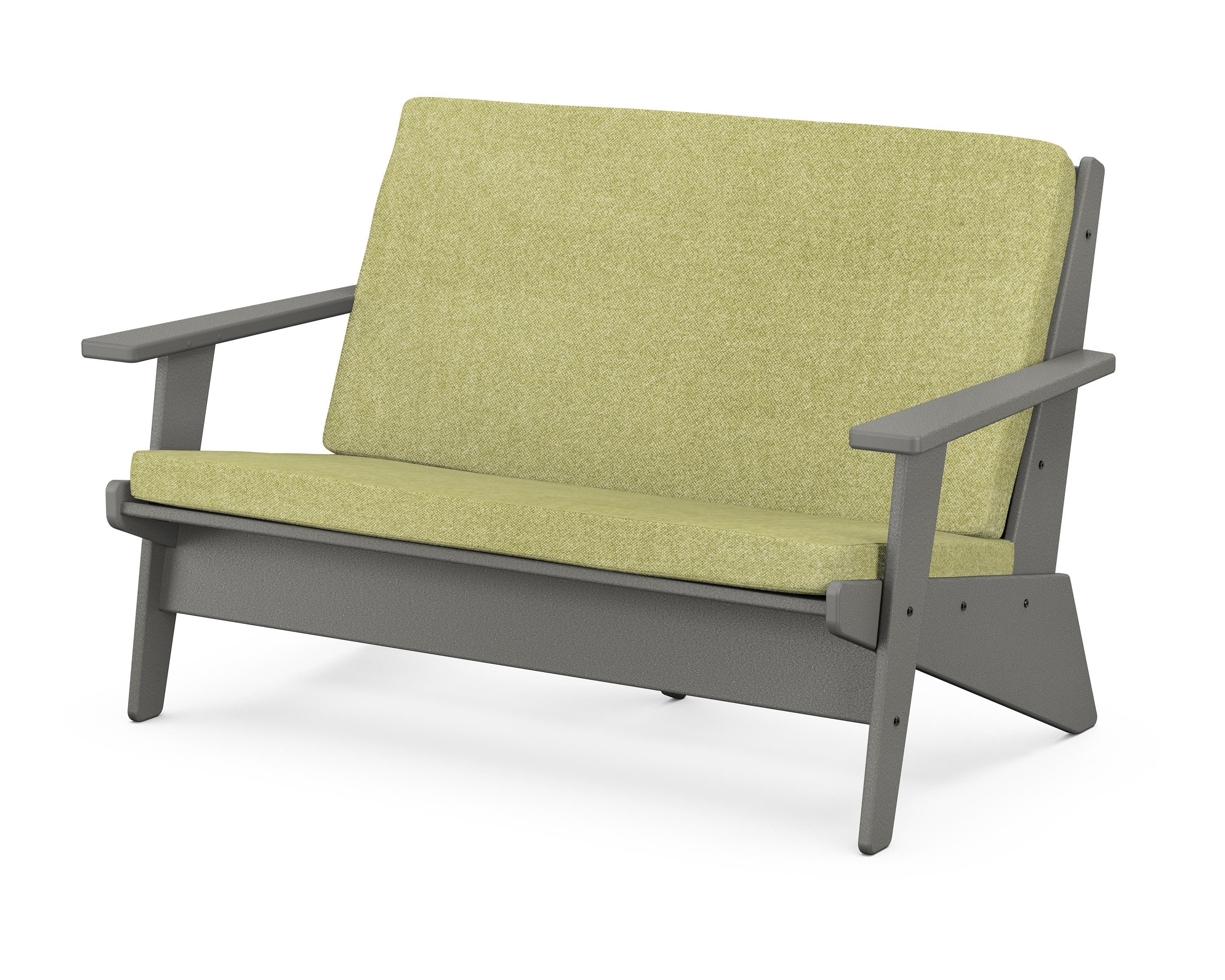 POLYWOOD® Riviera Modern Lounge Loveseat in Slate Grey / Chartreuse Boucle