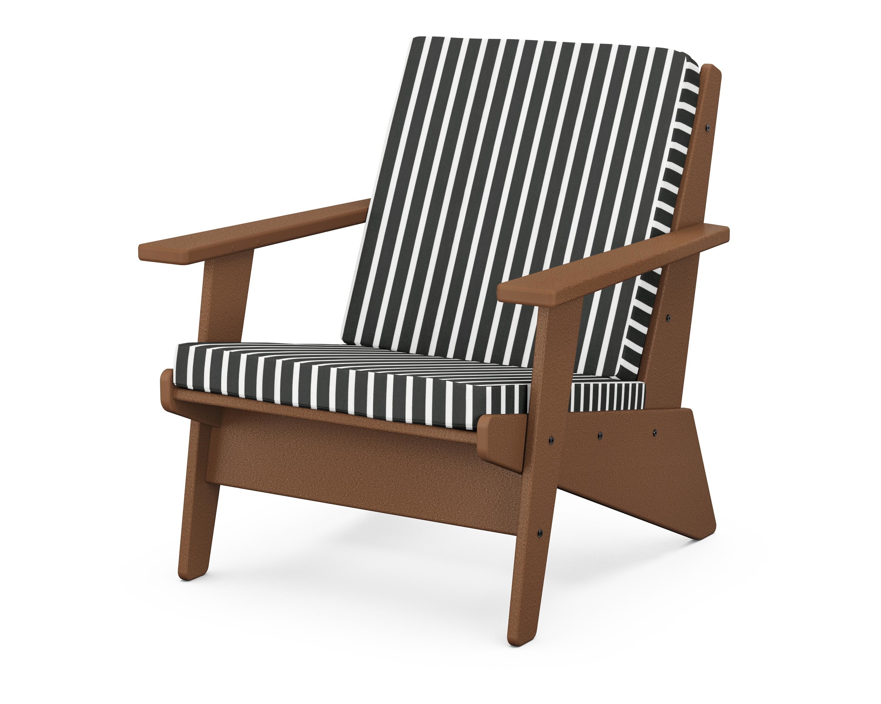 POLYWOOD® Riviera Modern Lounge Chair in Teak / Shore Classic