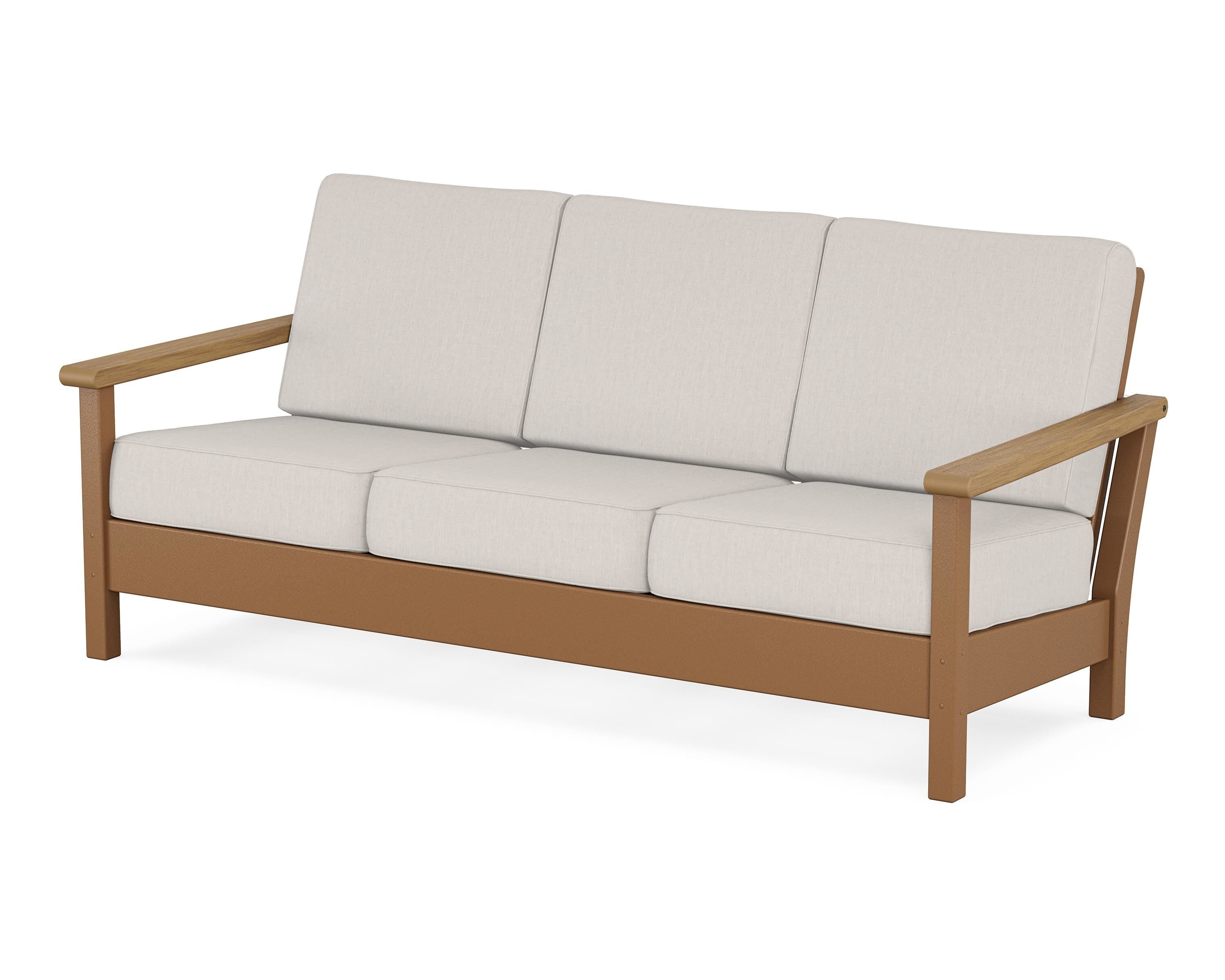 POLYWOOD® Harbour Deep Seating Sofa in Teak / Natural / Cast Ash