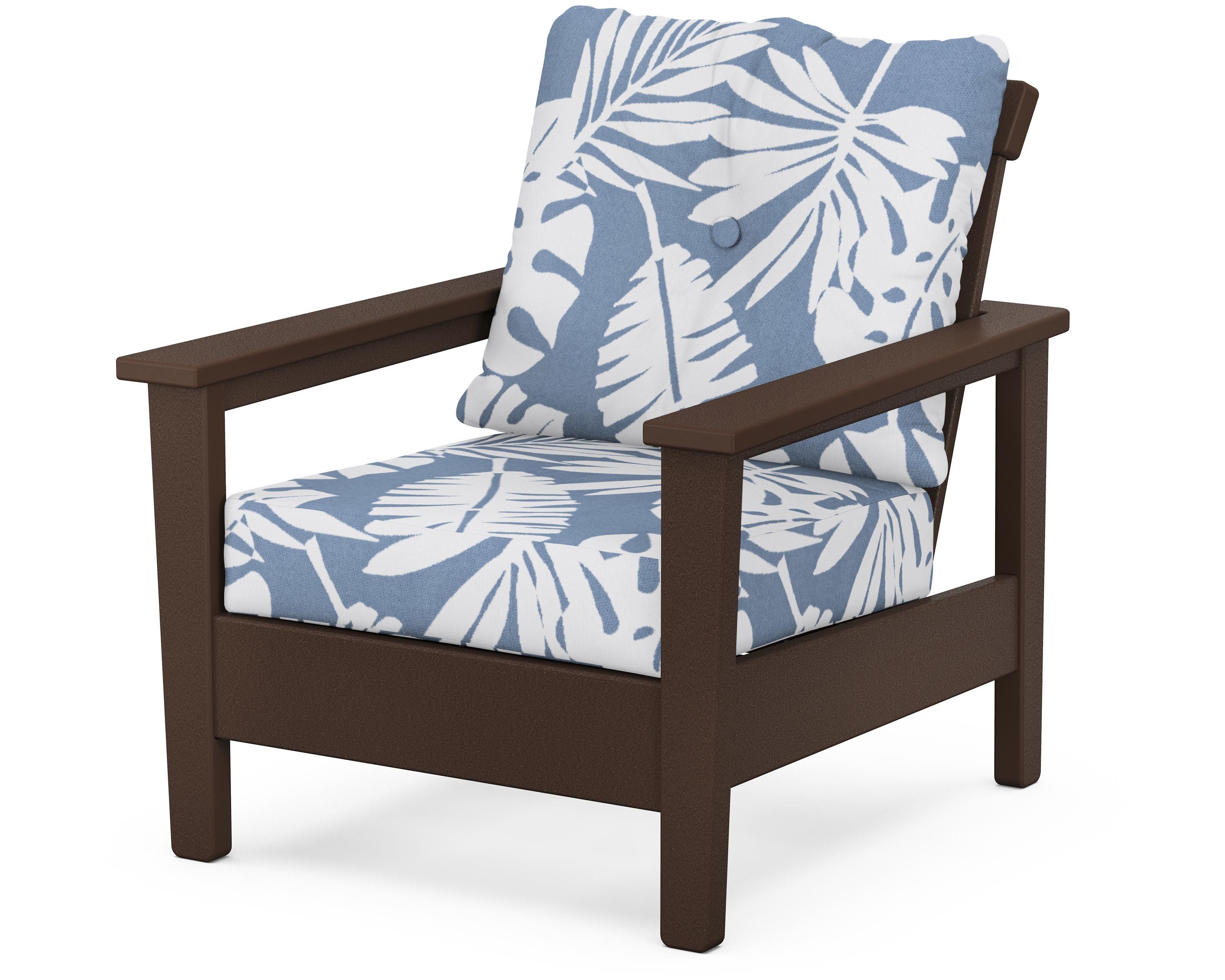 POLYWOOD® Prescott Deep Seating Chair in Mahogany / Leaf Sky Blue