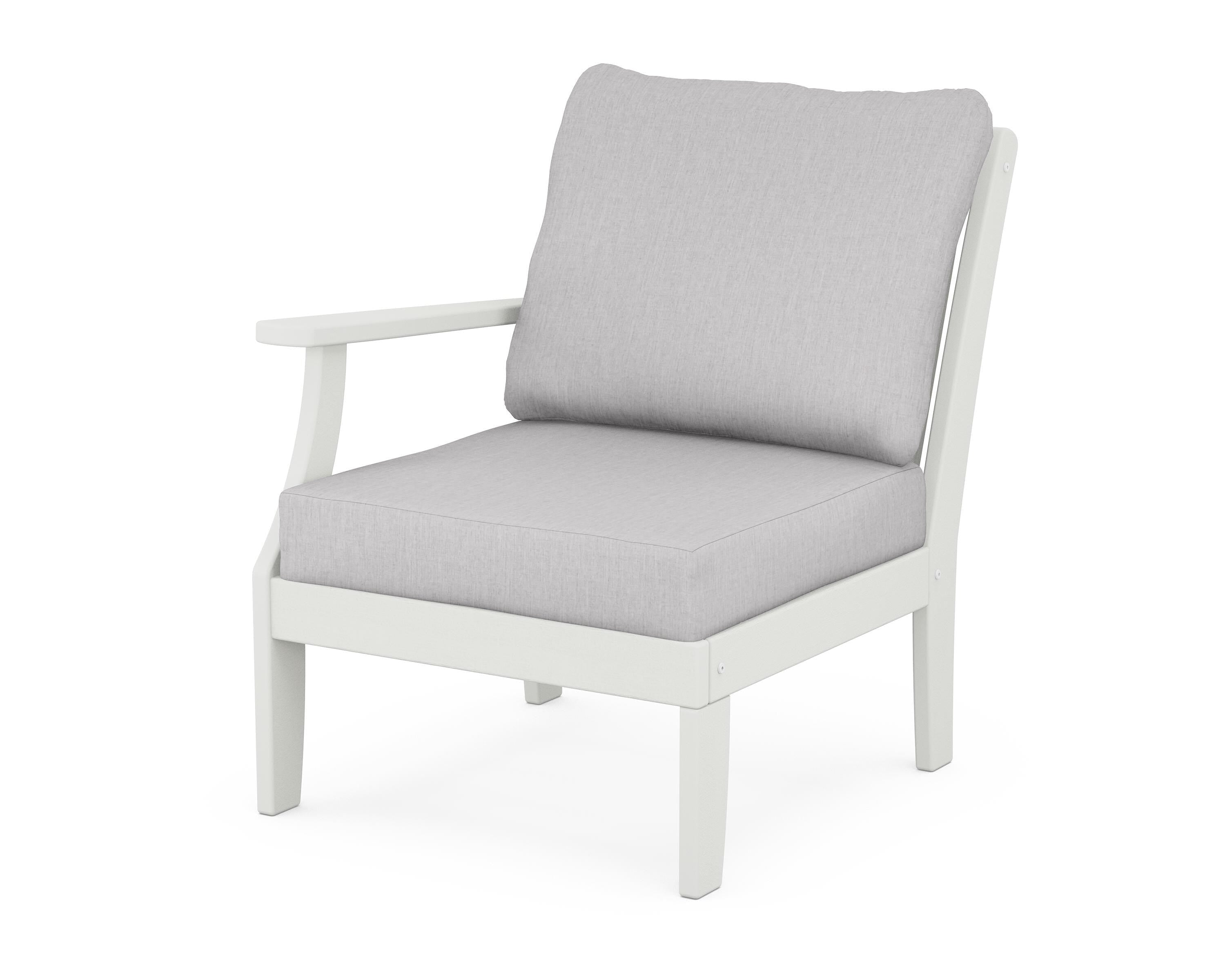 POLYWOOD® Braxton Modular Left Arm Chair in Vintage White / Granite