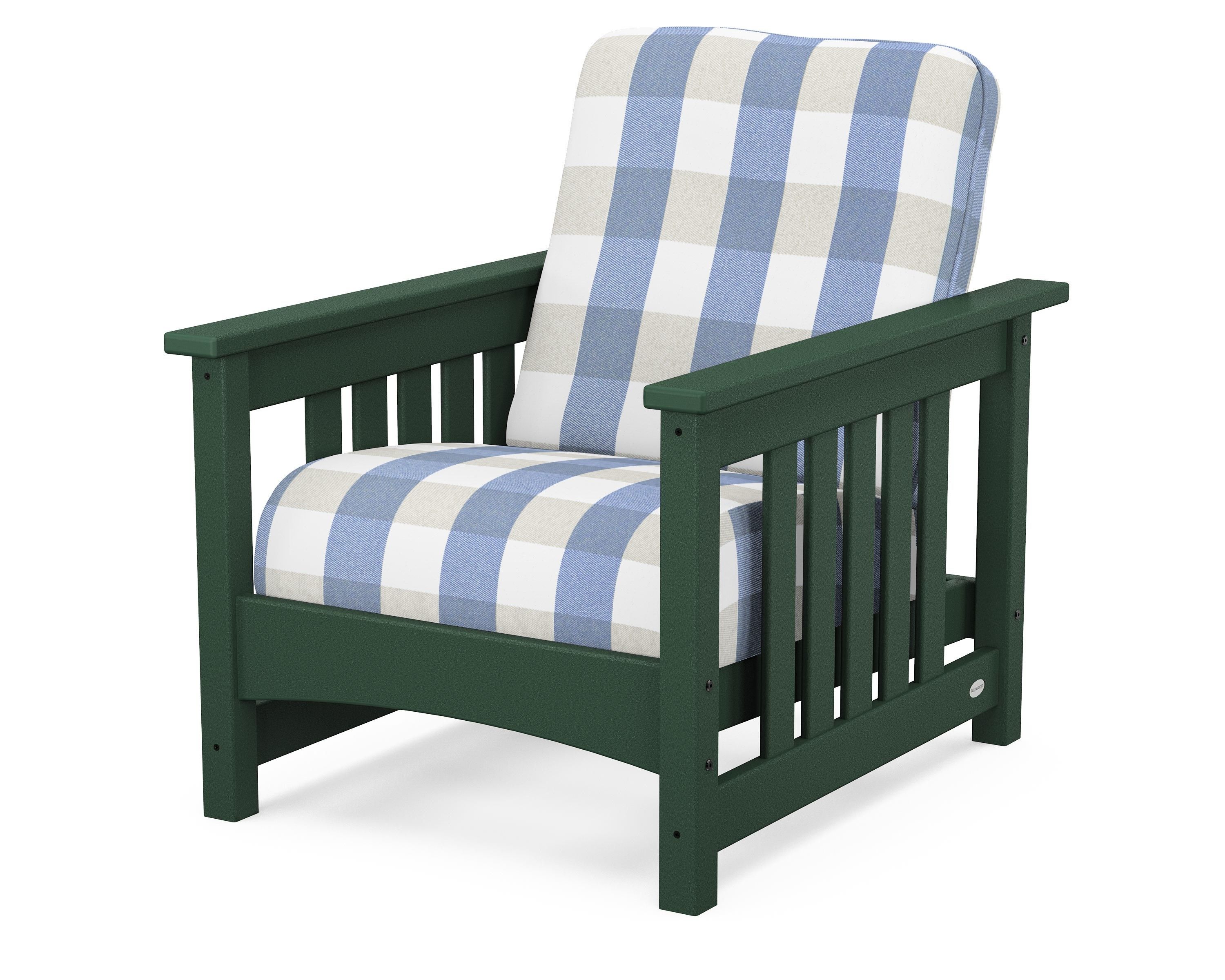 POLYWOOD® Club Mission Chair in Green / Buffalo Plaid Sky Blue