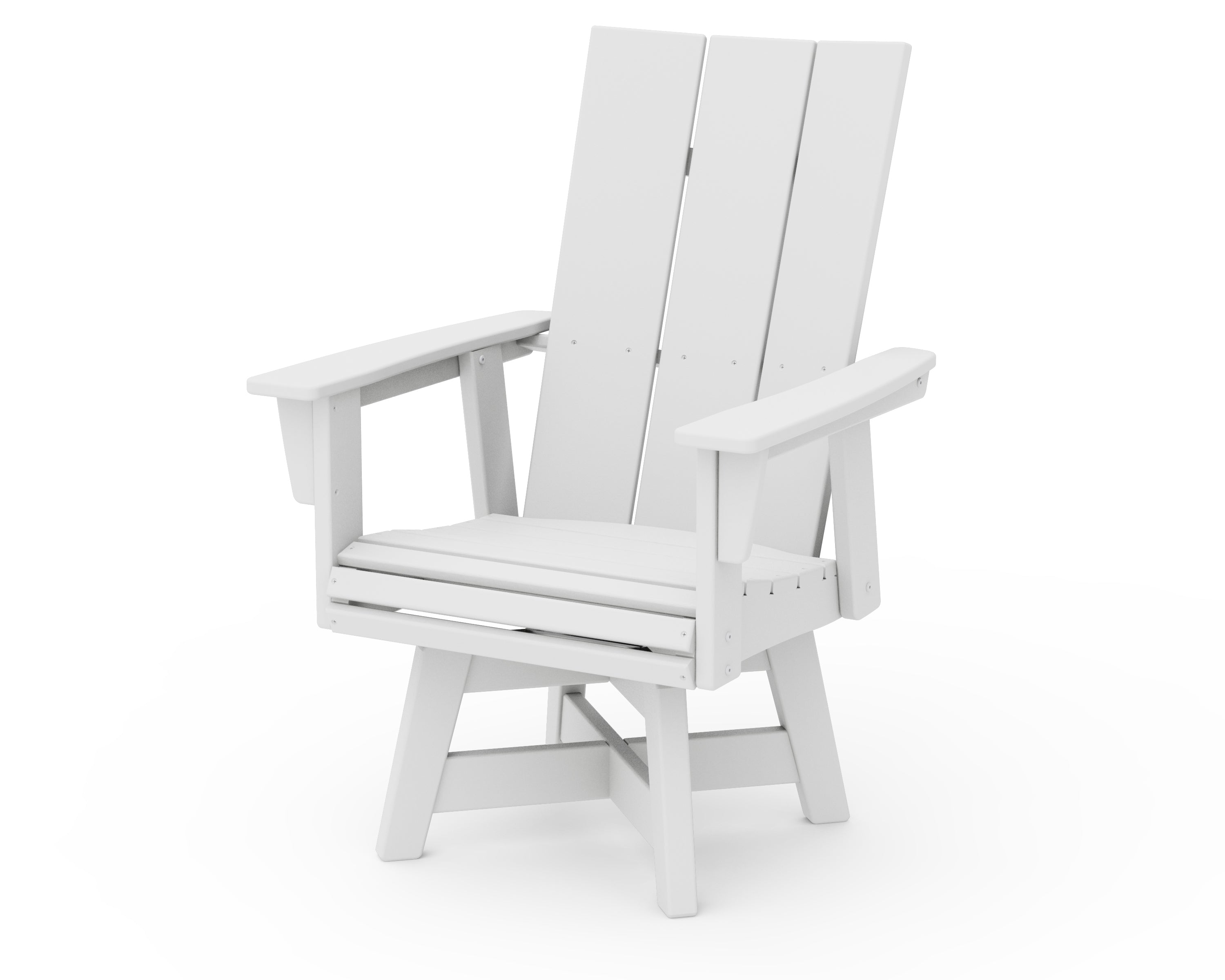 POLYWOOD® Modern Curveback Adirondack Swivel Dining Chair in White