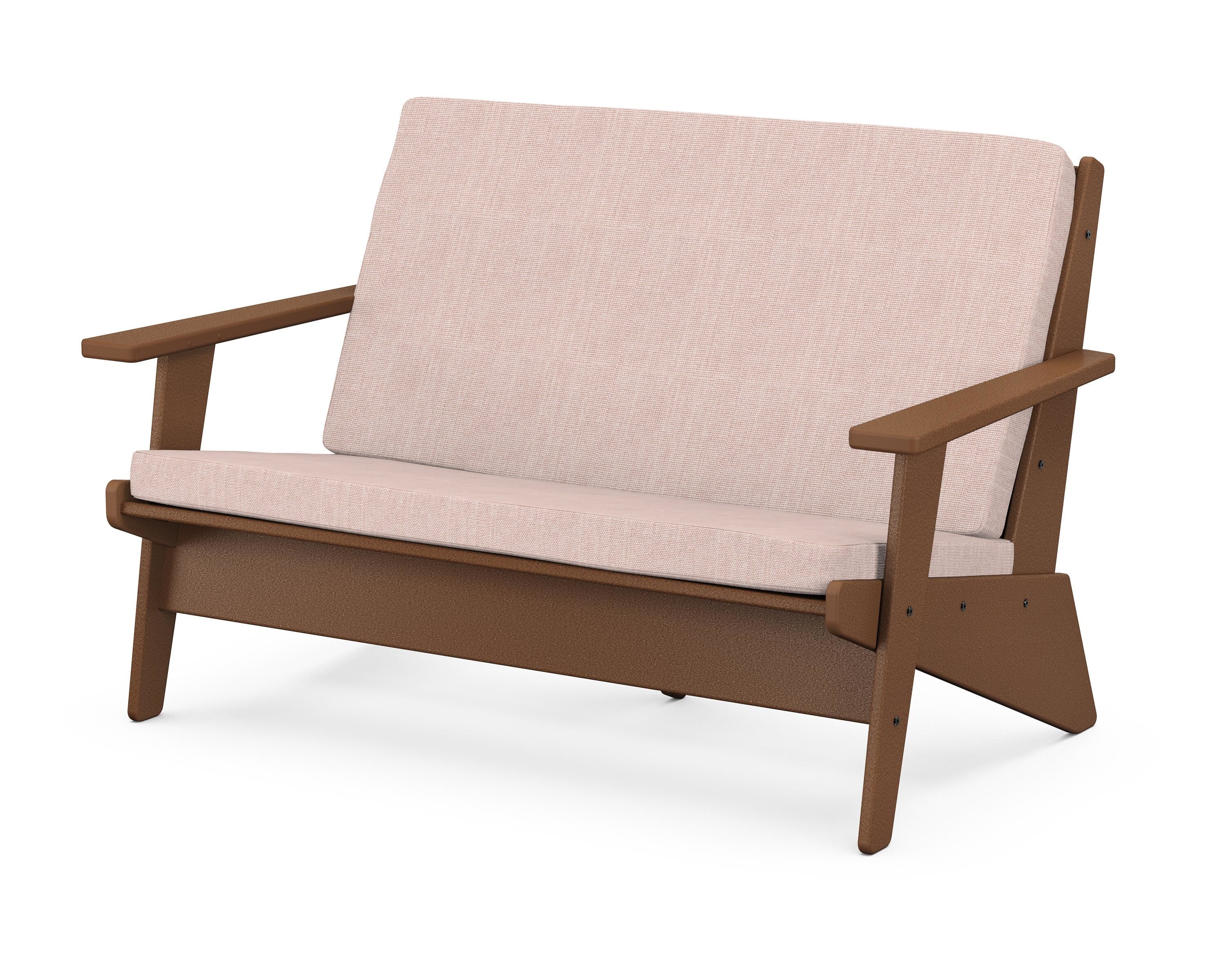 POLYWOOD® Riviera Modern Lounge Loveseat in Teak / Play Cameo