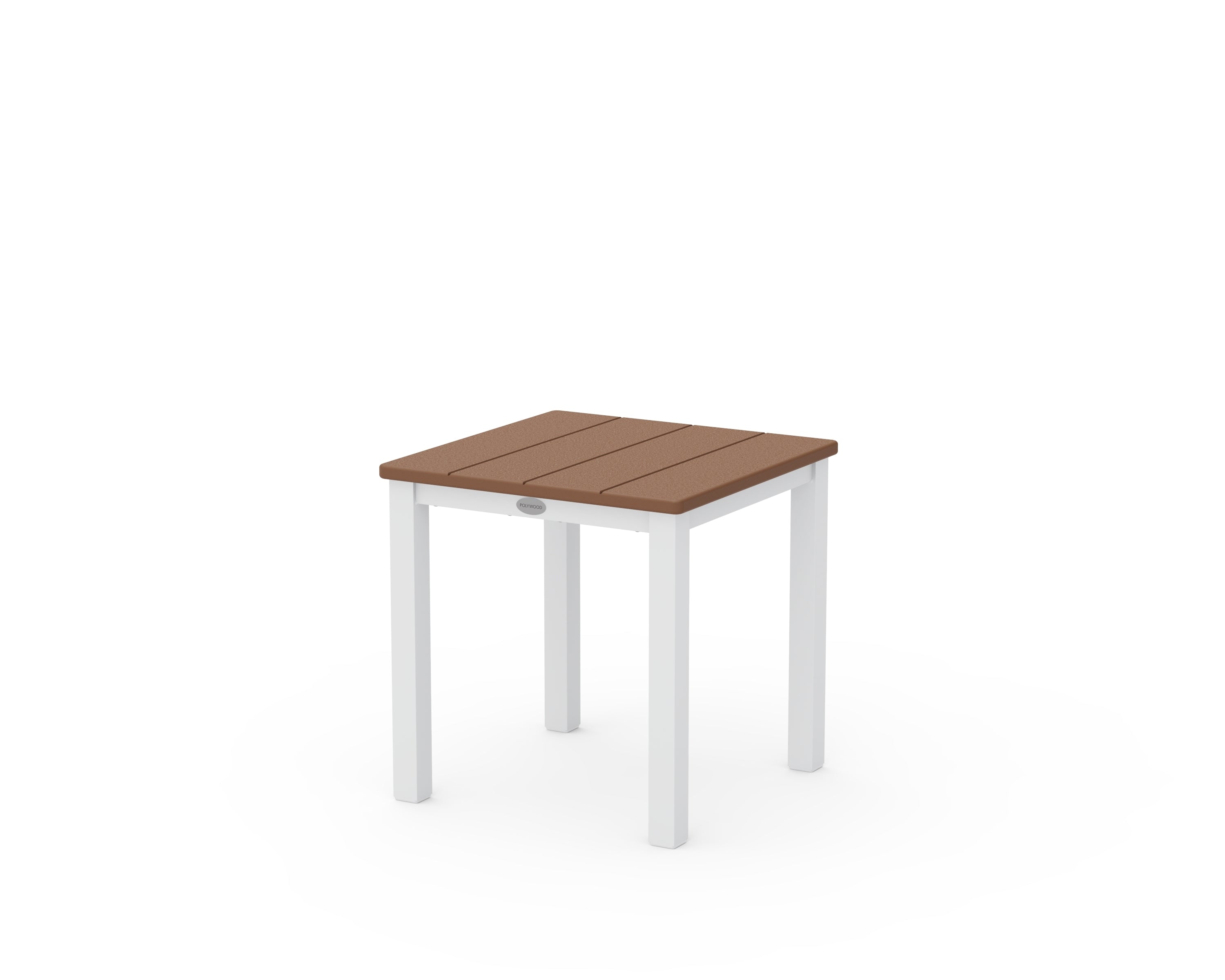POLYWOOD® Main Street 18" Side Table in White / Teak
