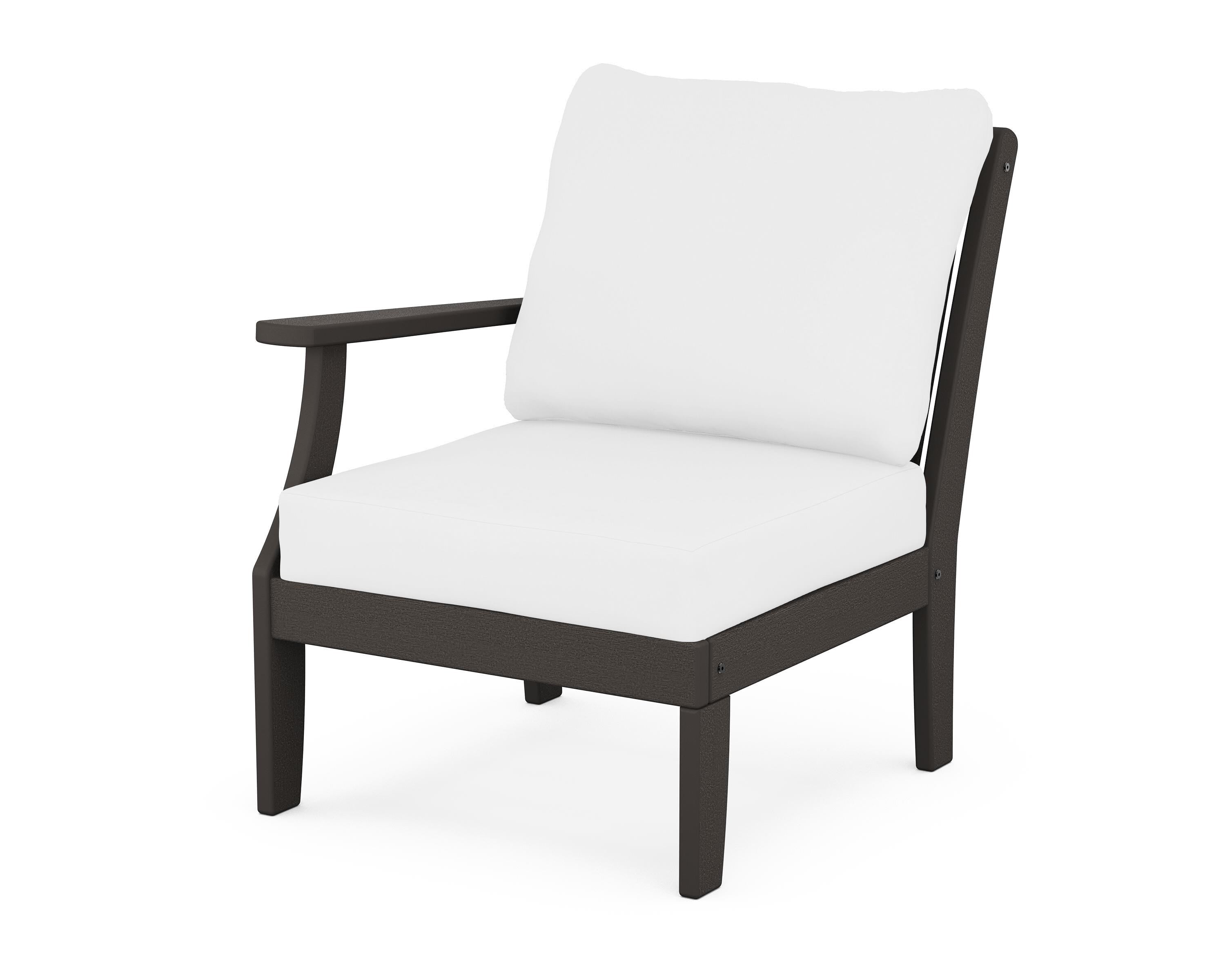 POLYWOOD® Braxton Modular Left Arm Chair in Vintage Coffee / Natural