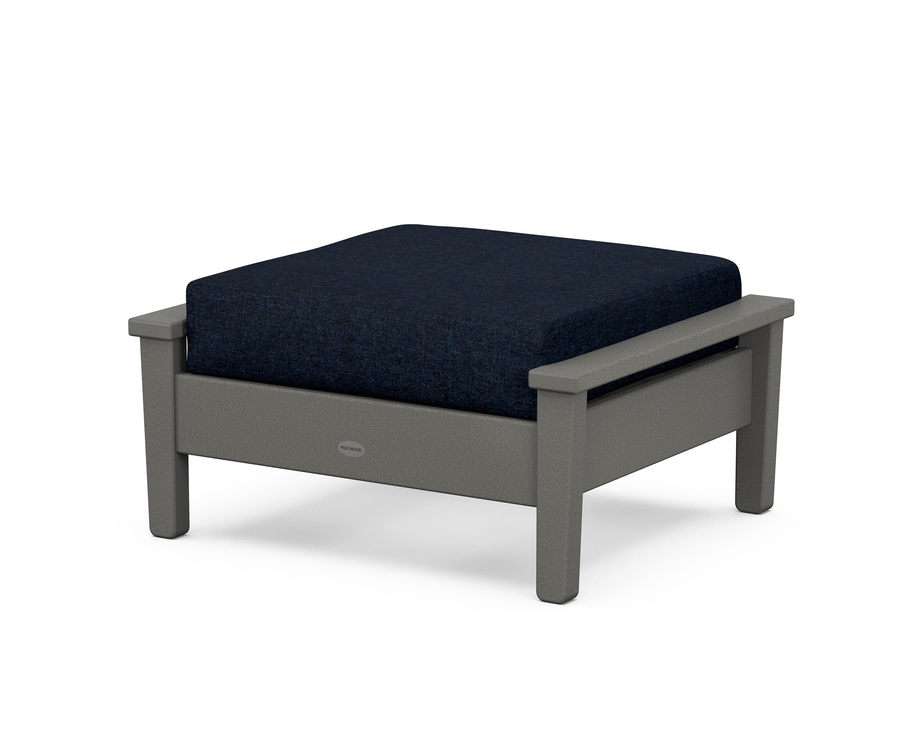 POLYWOOD® Prescott Deep Seating Ottoman in Slate Grey / Marine Indigo