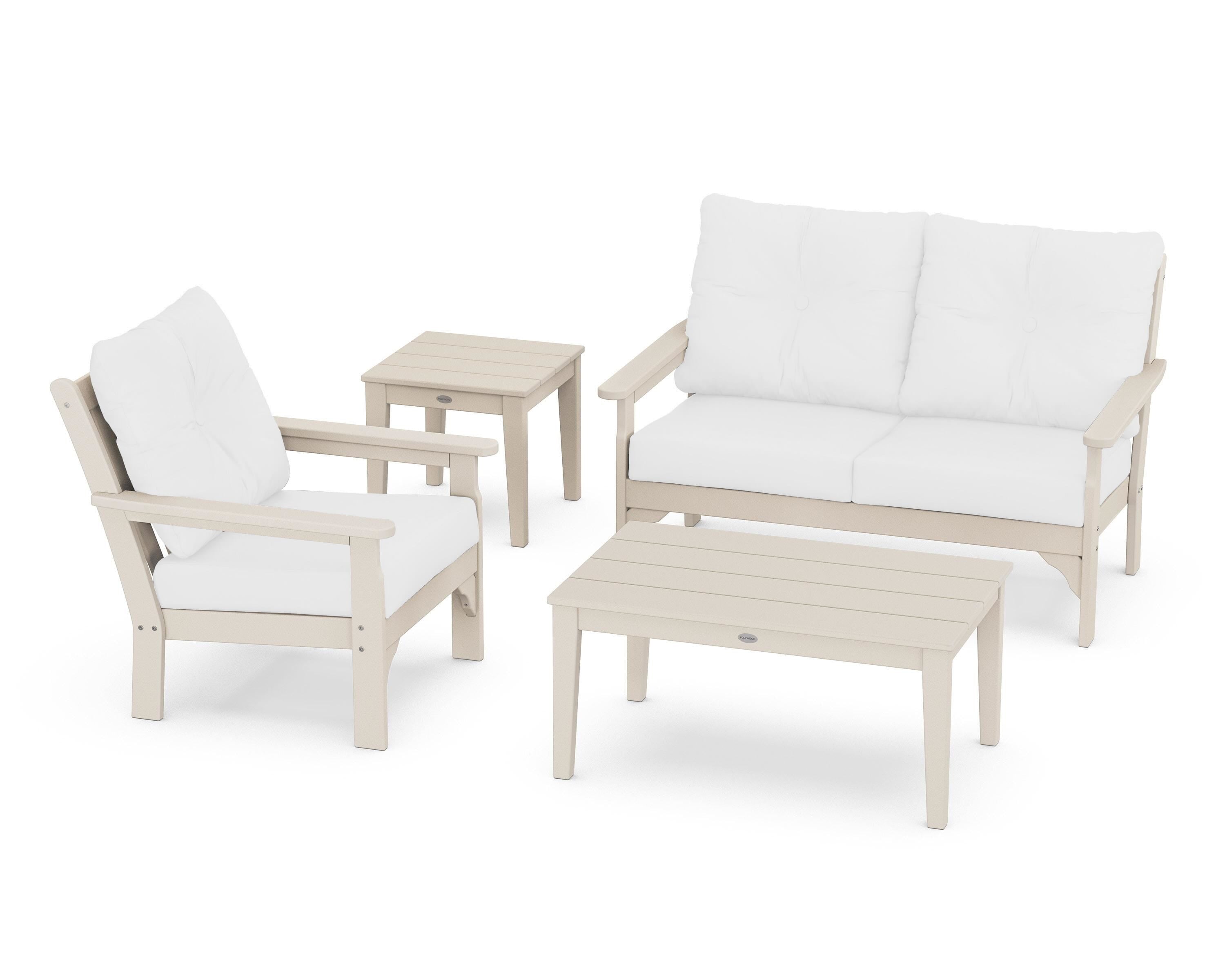 POLYWOOD® Vineyard 4-Piece Deep Seating Set in Sand / Natural