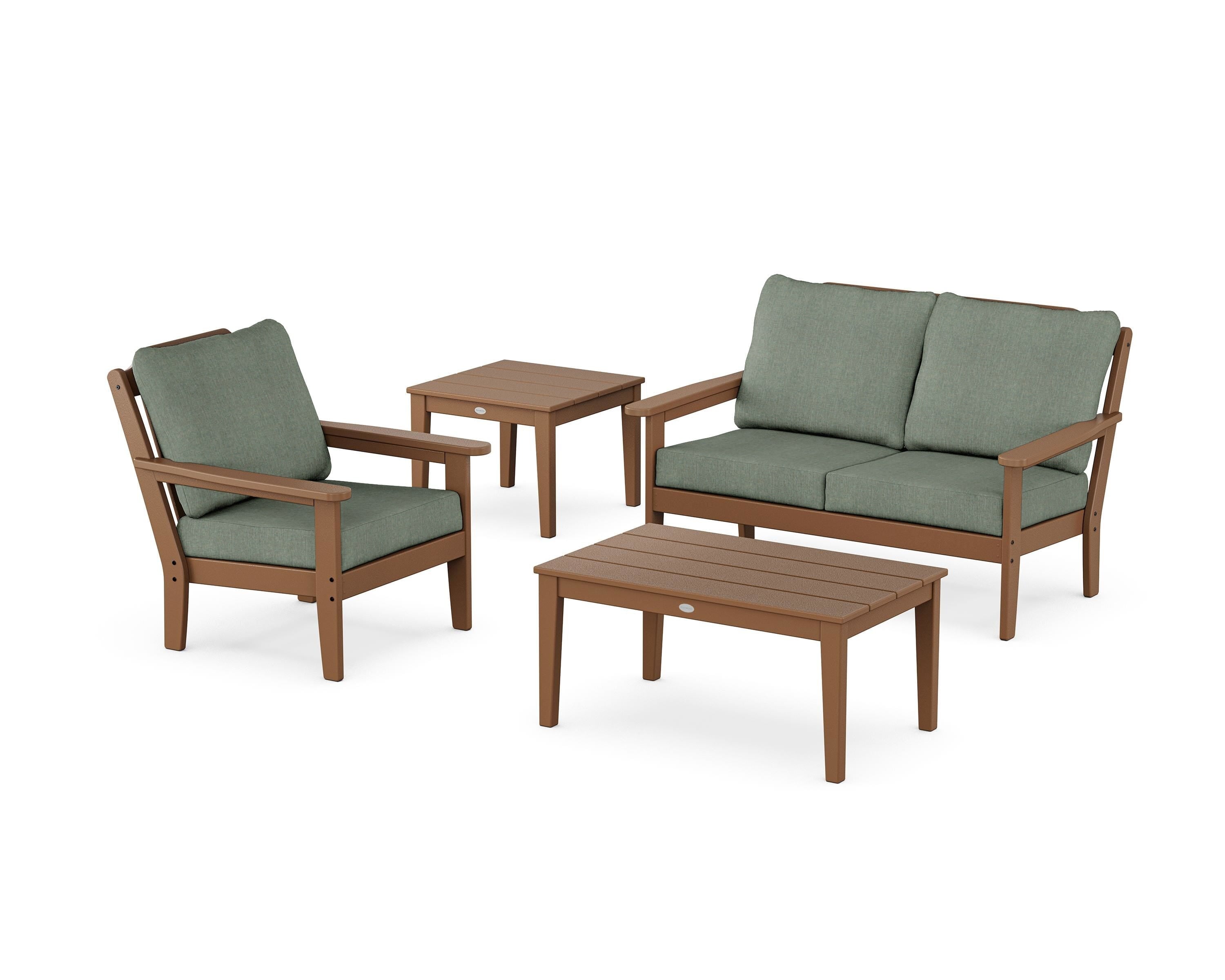 Country Living Wovendale 4-Piece Deep Seating Set in Teak / Cast Sage