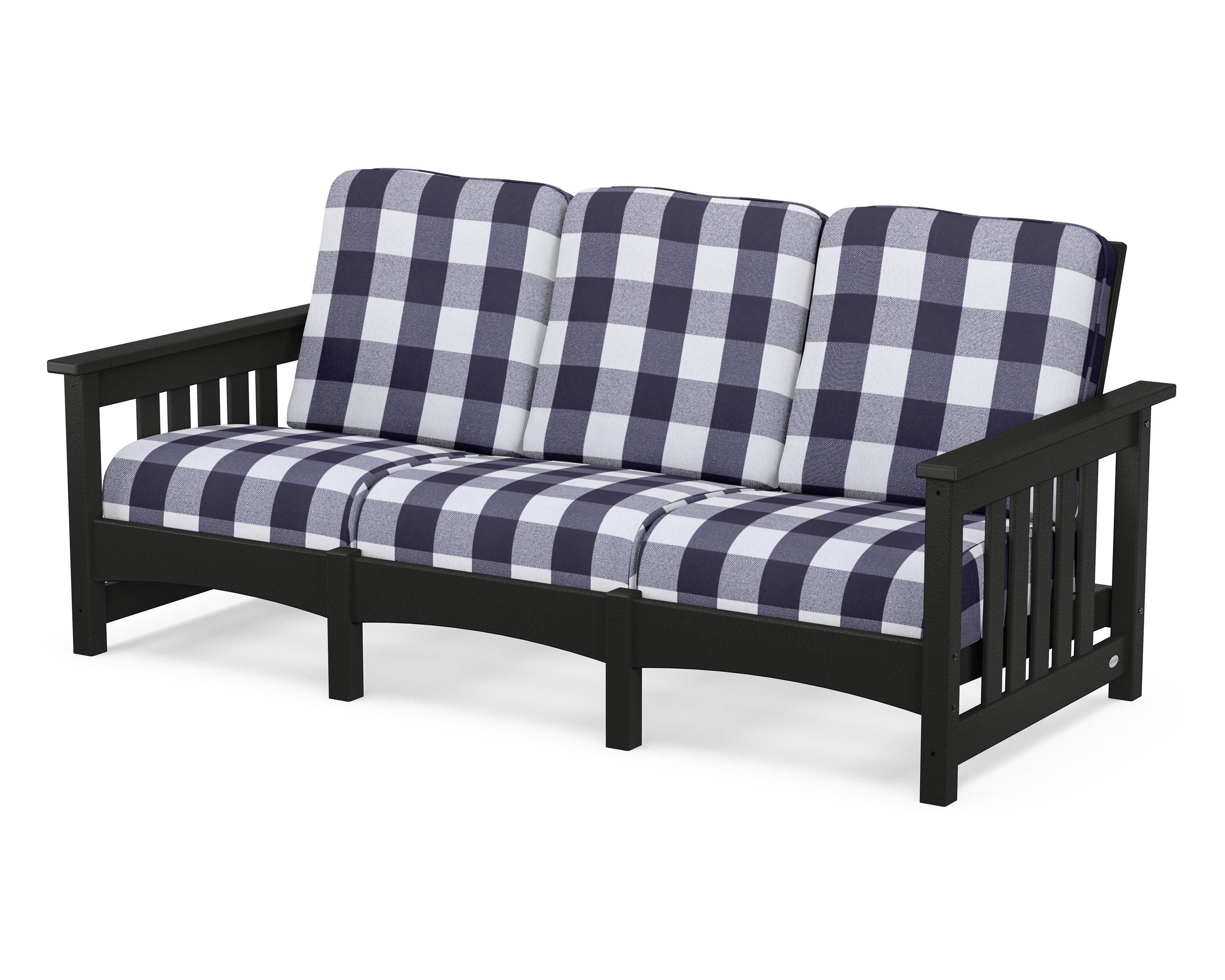 POLYWOOD® Club Mission Sofa in Black / Buffalo Plaid Navy