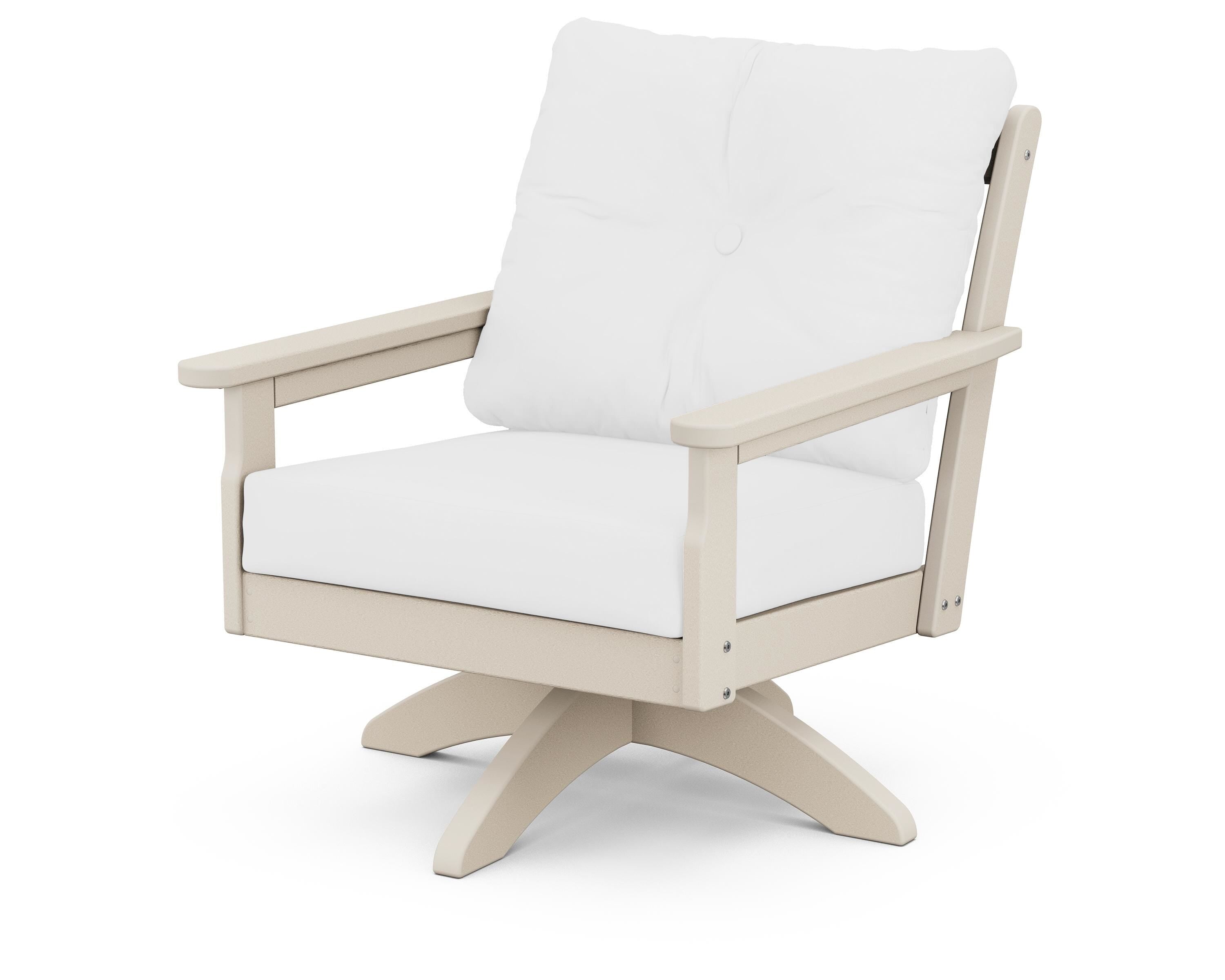 POLYWOOD® Vineyard Deep Seating Swivel Chair in Sand / Natural