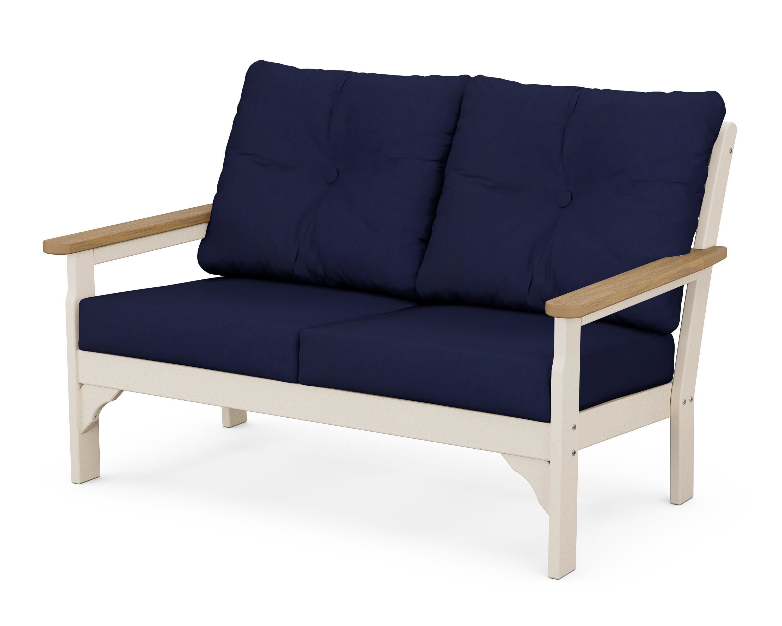POLYWOOD® Vineyard Deep Seating Loveseat in Sand / Natural / Navy