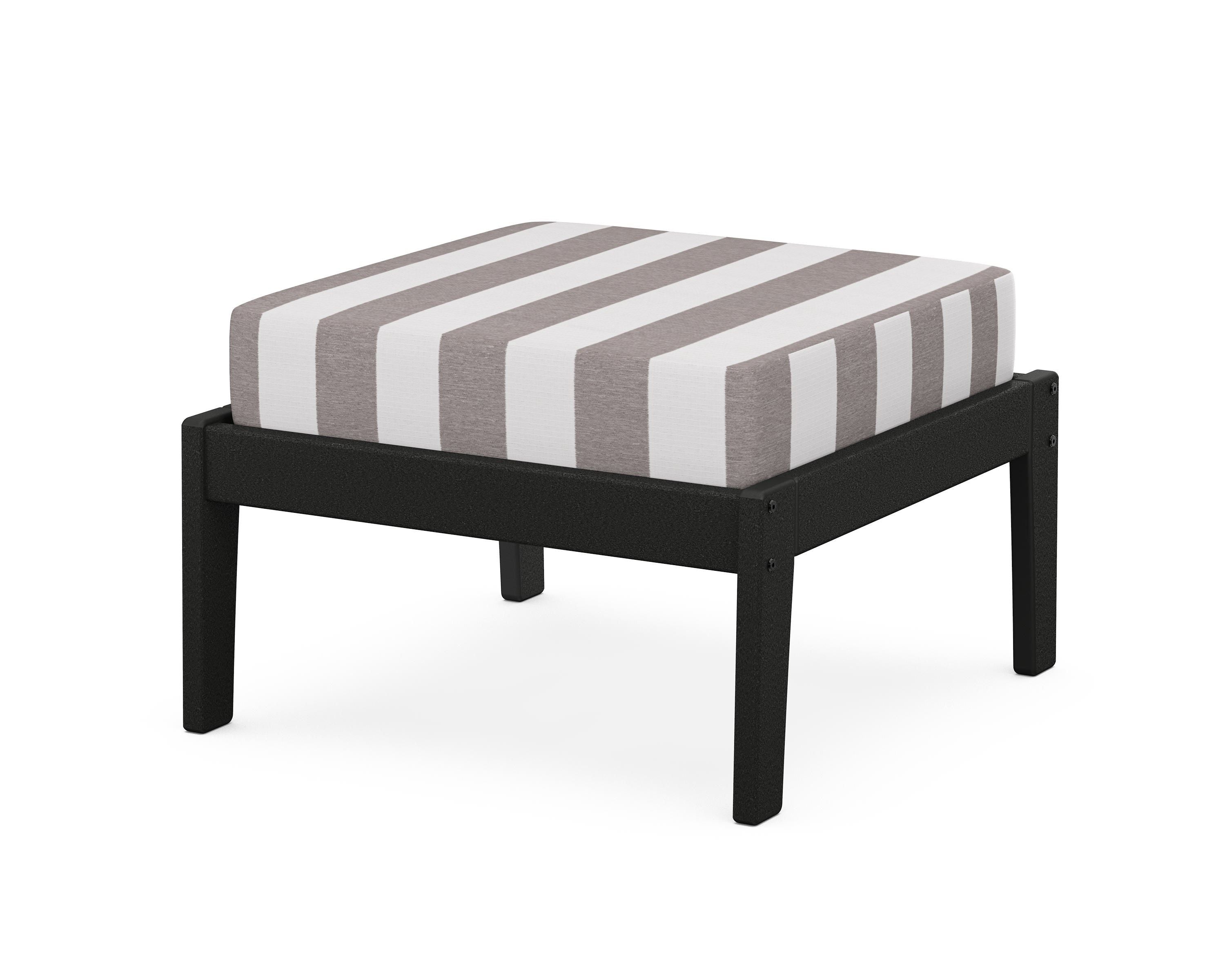 Unbranded Deep Seating Ottoman in Black / Cabana Stripe Grey Mist