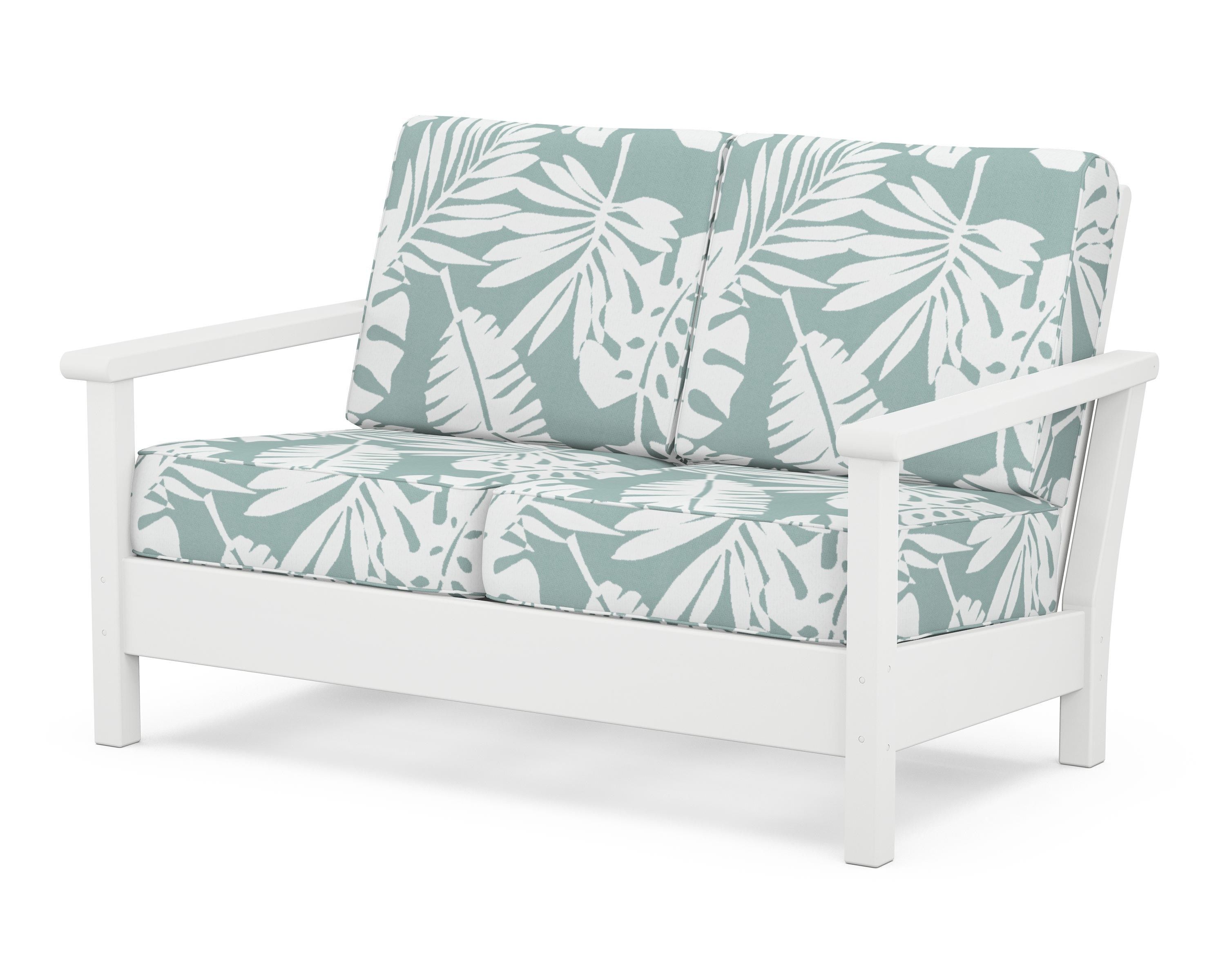 POLYWOOD® Harbour Deep Seating Loveseat in White / Leaf Glacier Spa