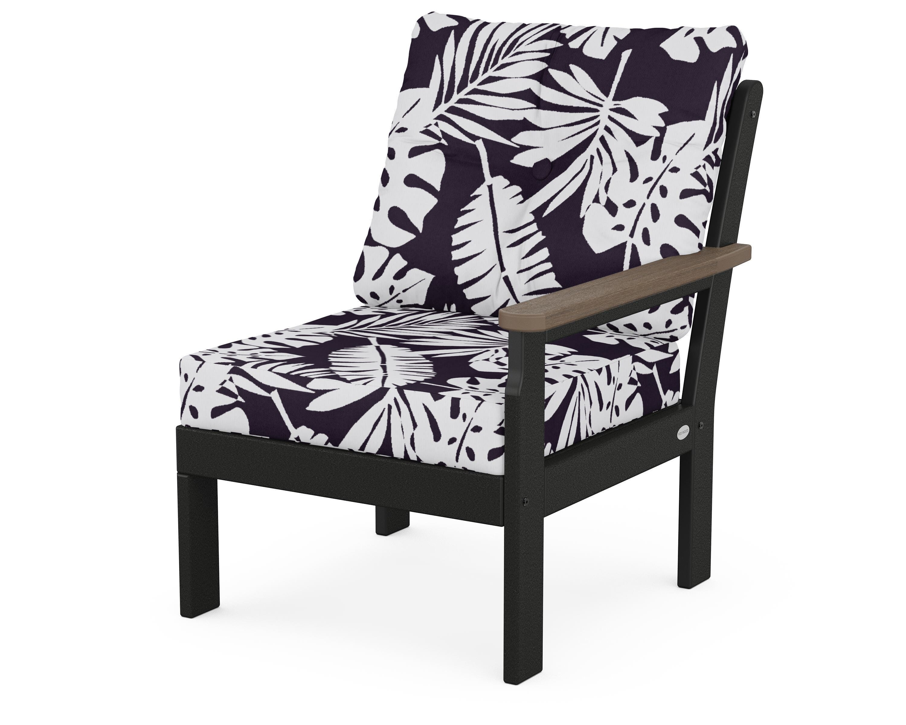 POLYWOOD® Vineyard Modular Right Arm Chair in Black / Kona / Leaf Navy