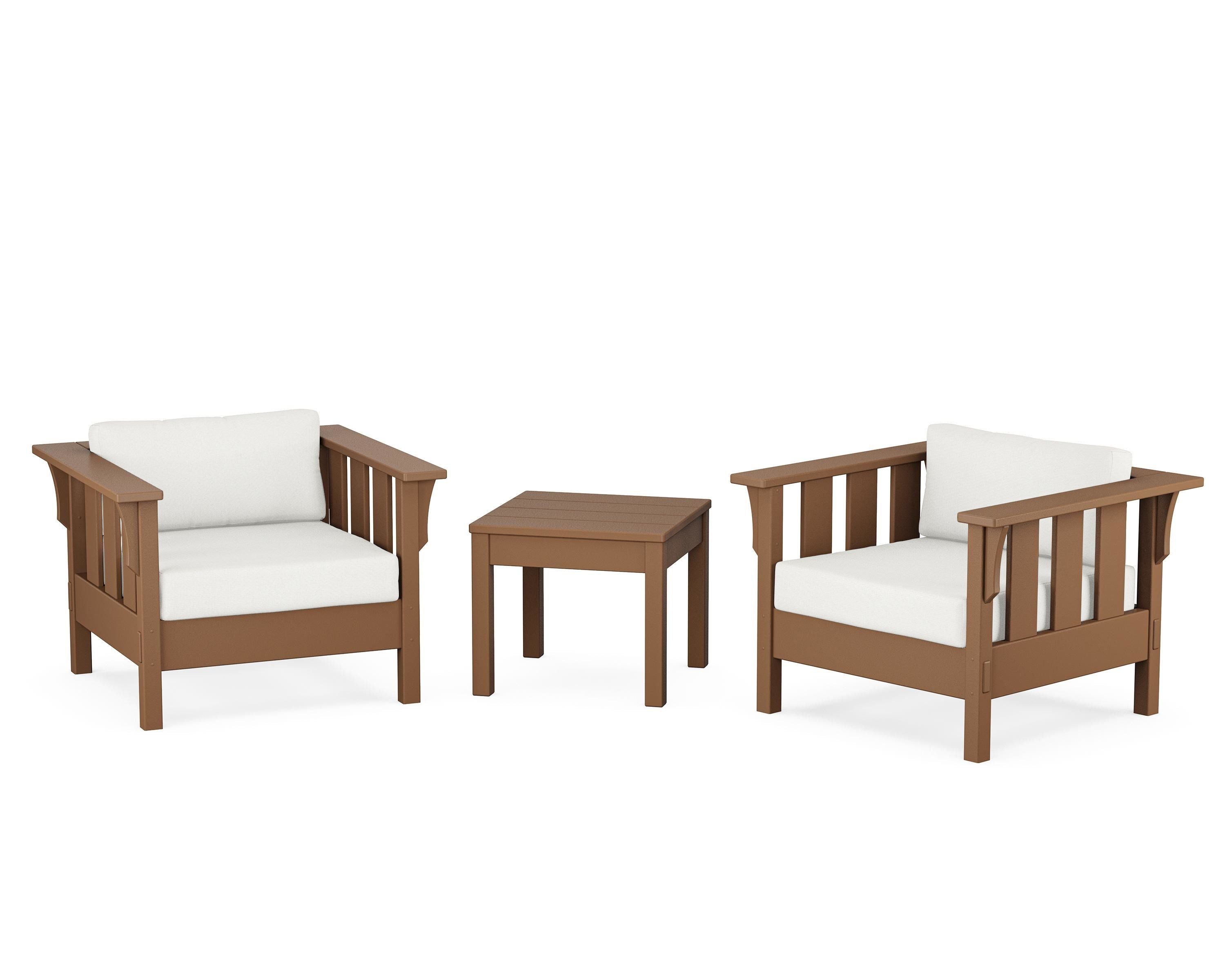 Martha Stewart by POLYWOOD® Acadia 3-Piece Deep Seating Set in Teak / Natural Linen
