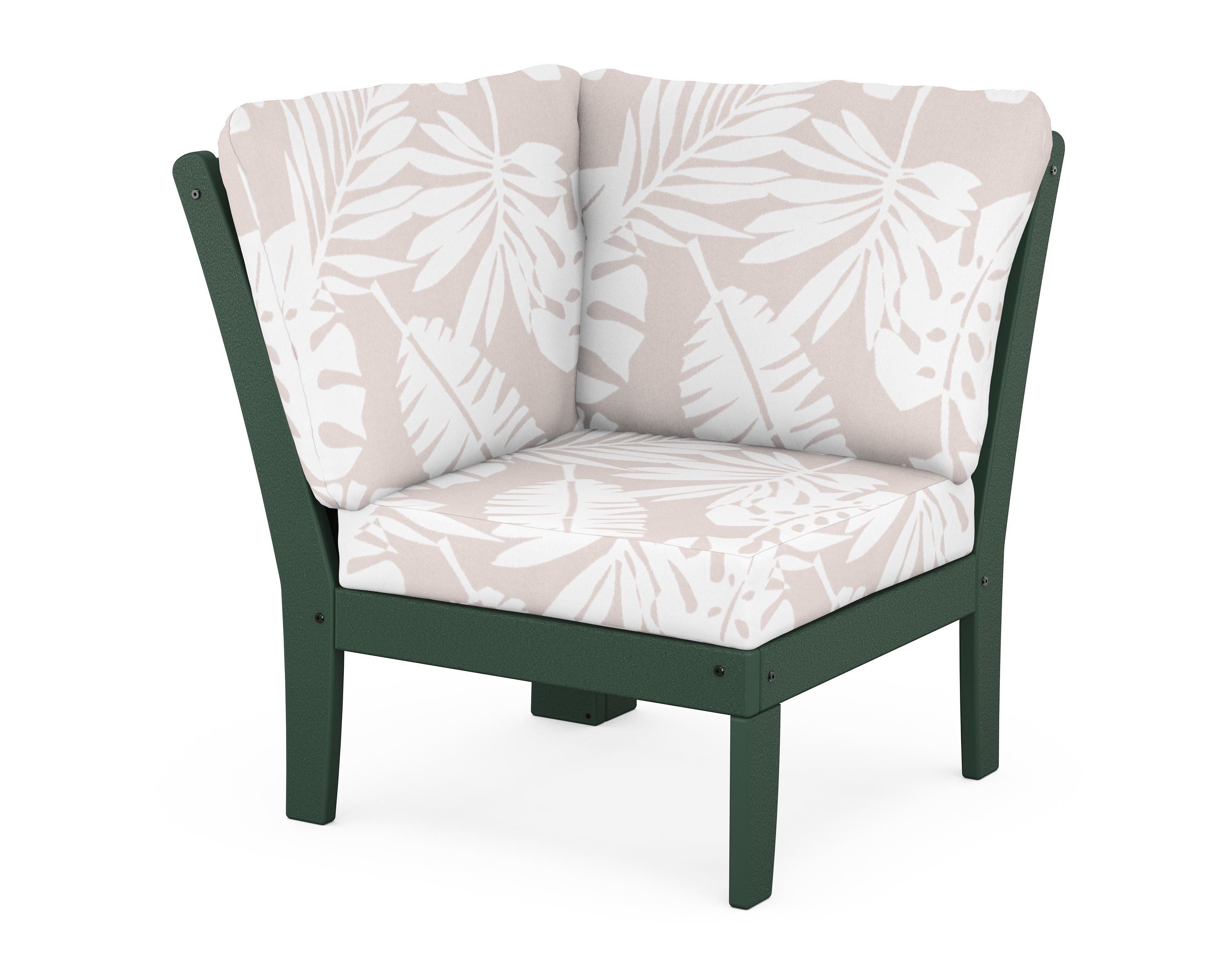 POLYWOOD® Braxton Modular Corner Chair in Green / Leaf Dune Burlap