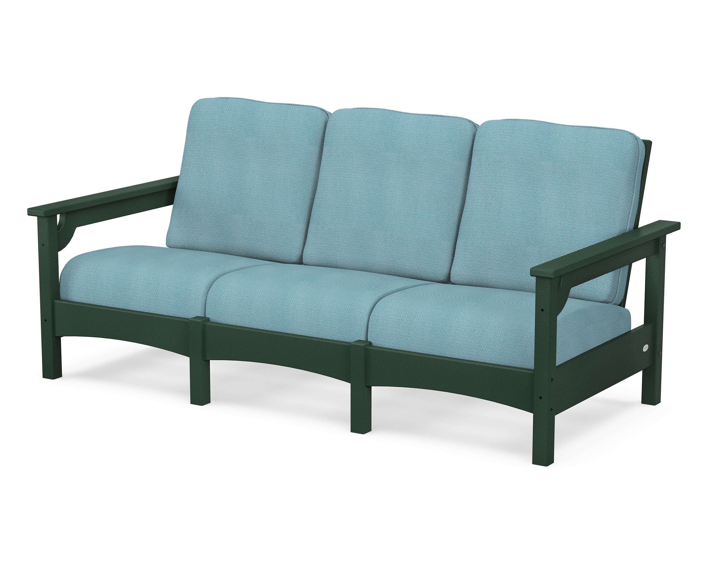 POLYWOOD® Club Sofa in Green / Lattice Sky Blue
