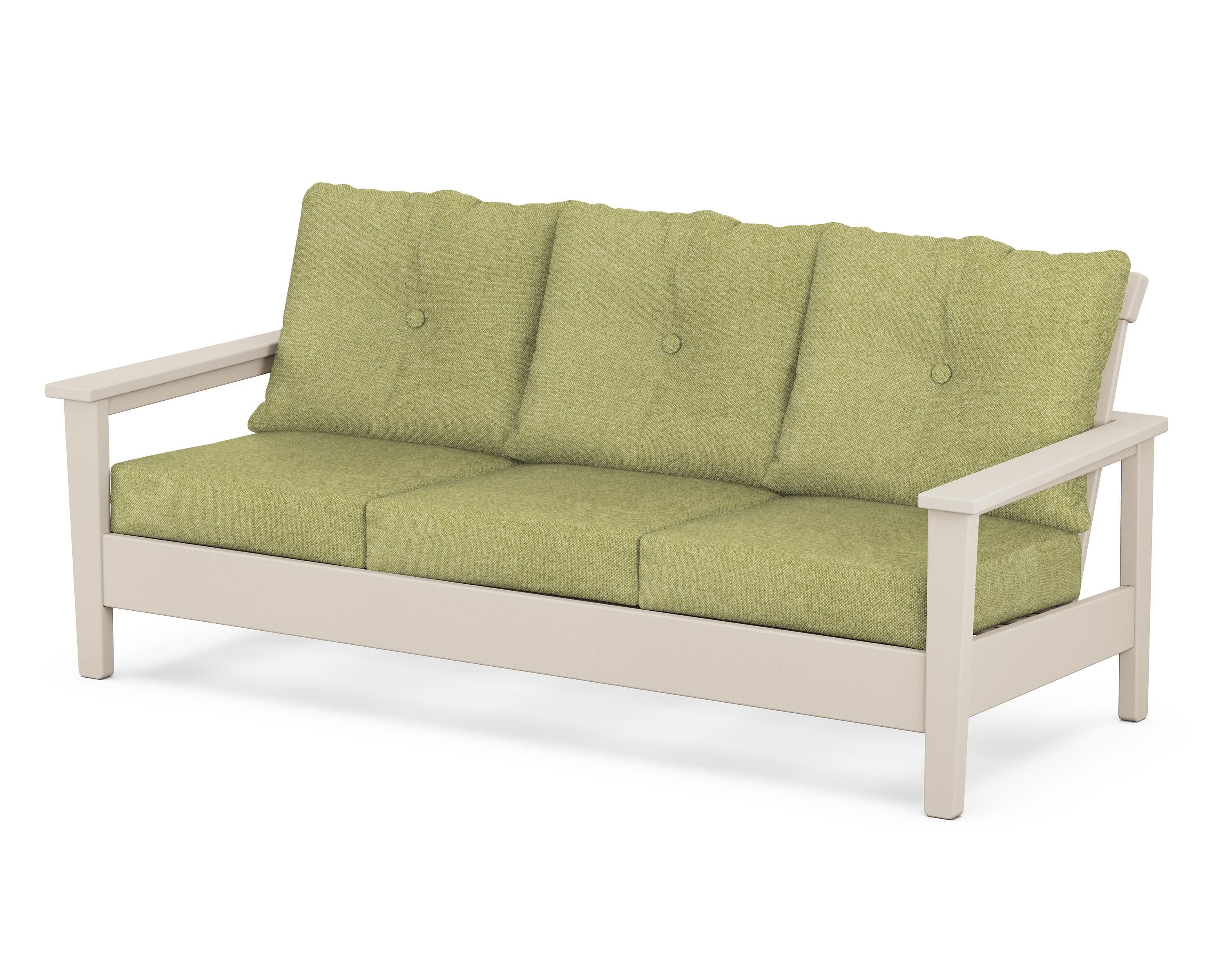 POLYWOOD® Prescott Deep Seating Sofa in Sand / Chartreuse Boucle