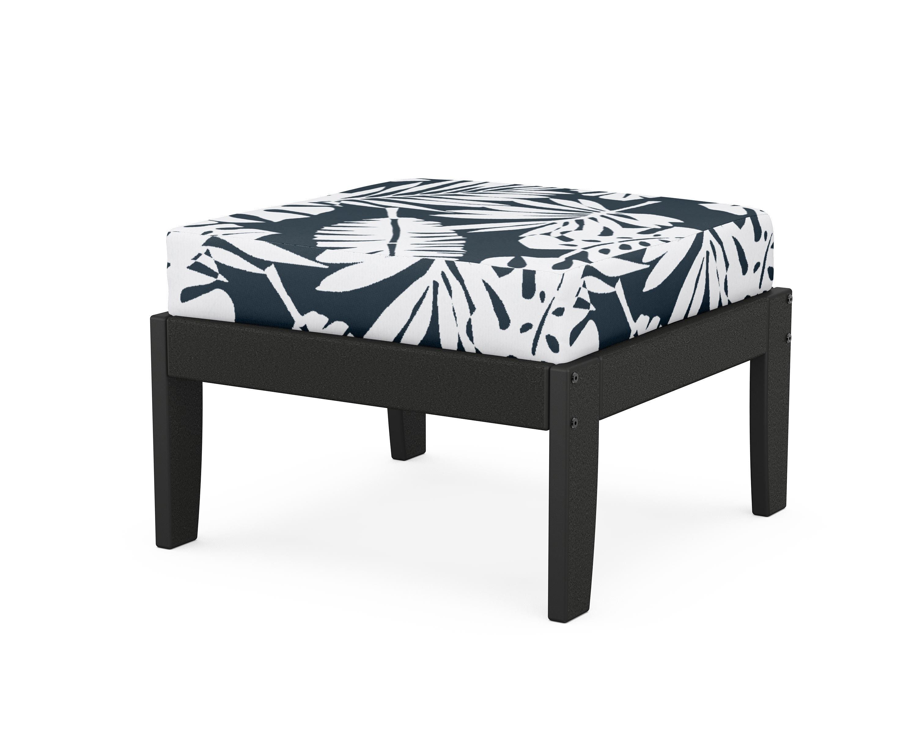 Unbranded Modular Ottoman - Classic in Black / Leaf Marine Indigo