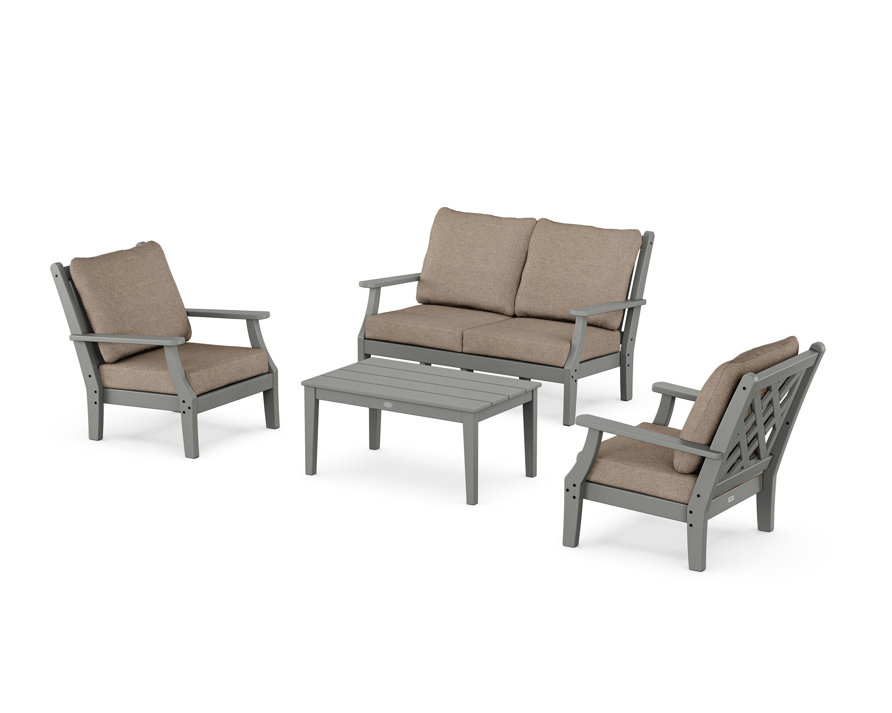 Country Living Wovendale 4-Piece Deep Seating Set with Loveseat in Slate Grey / Spiced Burlap