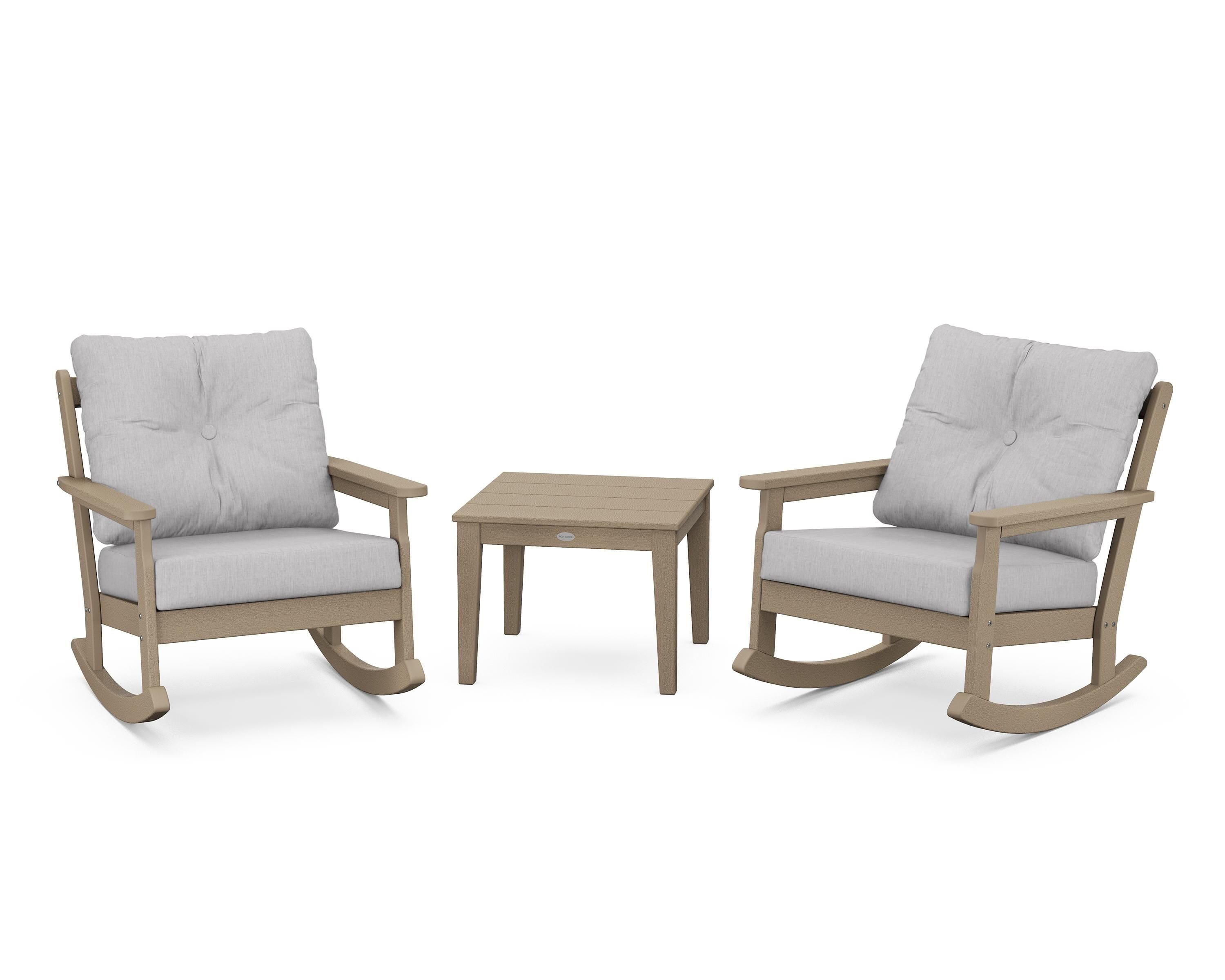 POLYWOOD® Vineyard 3-Piece Deep Seating Rocker Set in Vintage Sahara / Granite