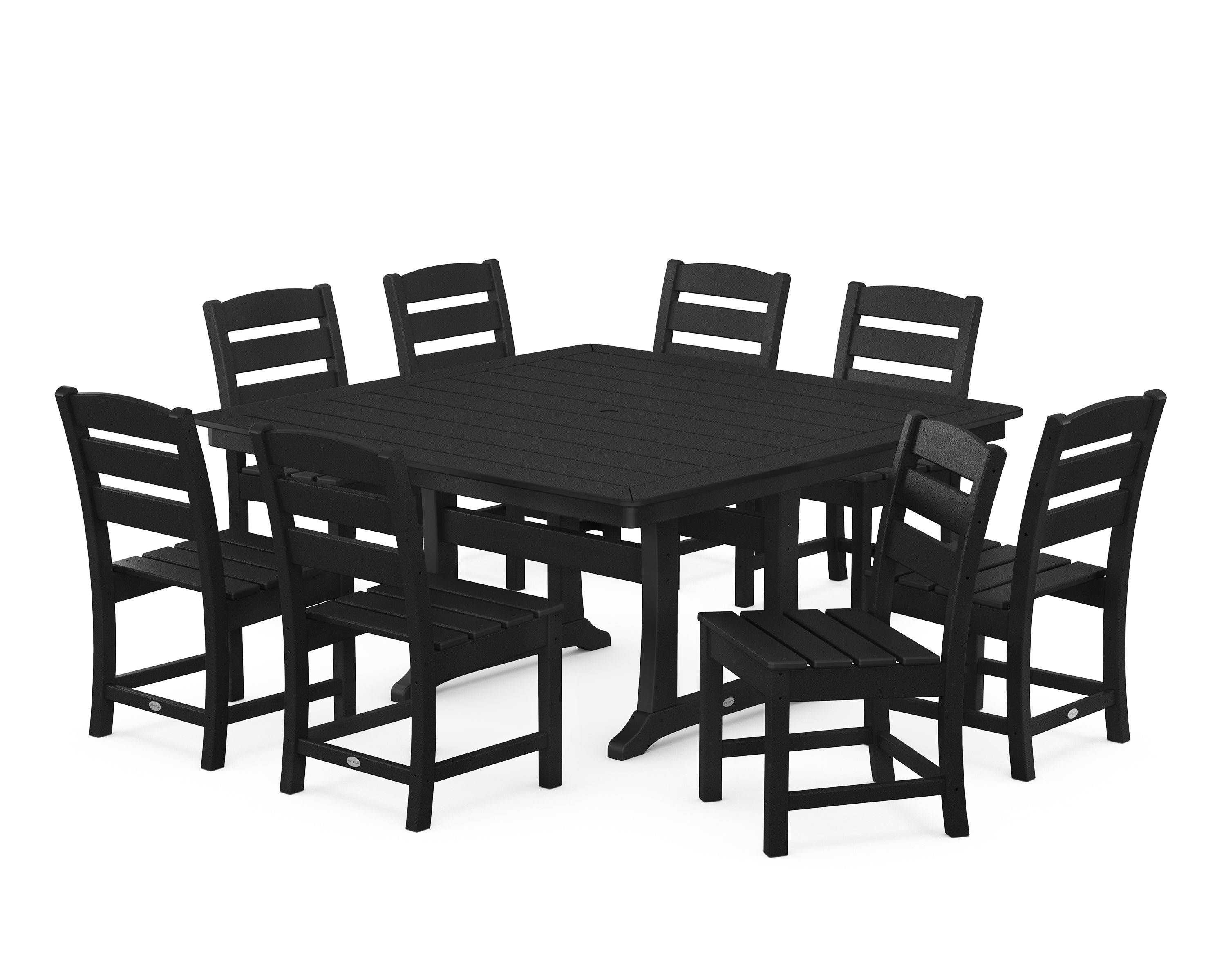 POLYWOOD® Lakeside 9-Piece Nautical Trestle Dining Set in Black