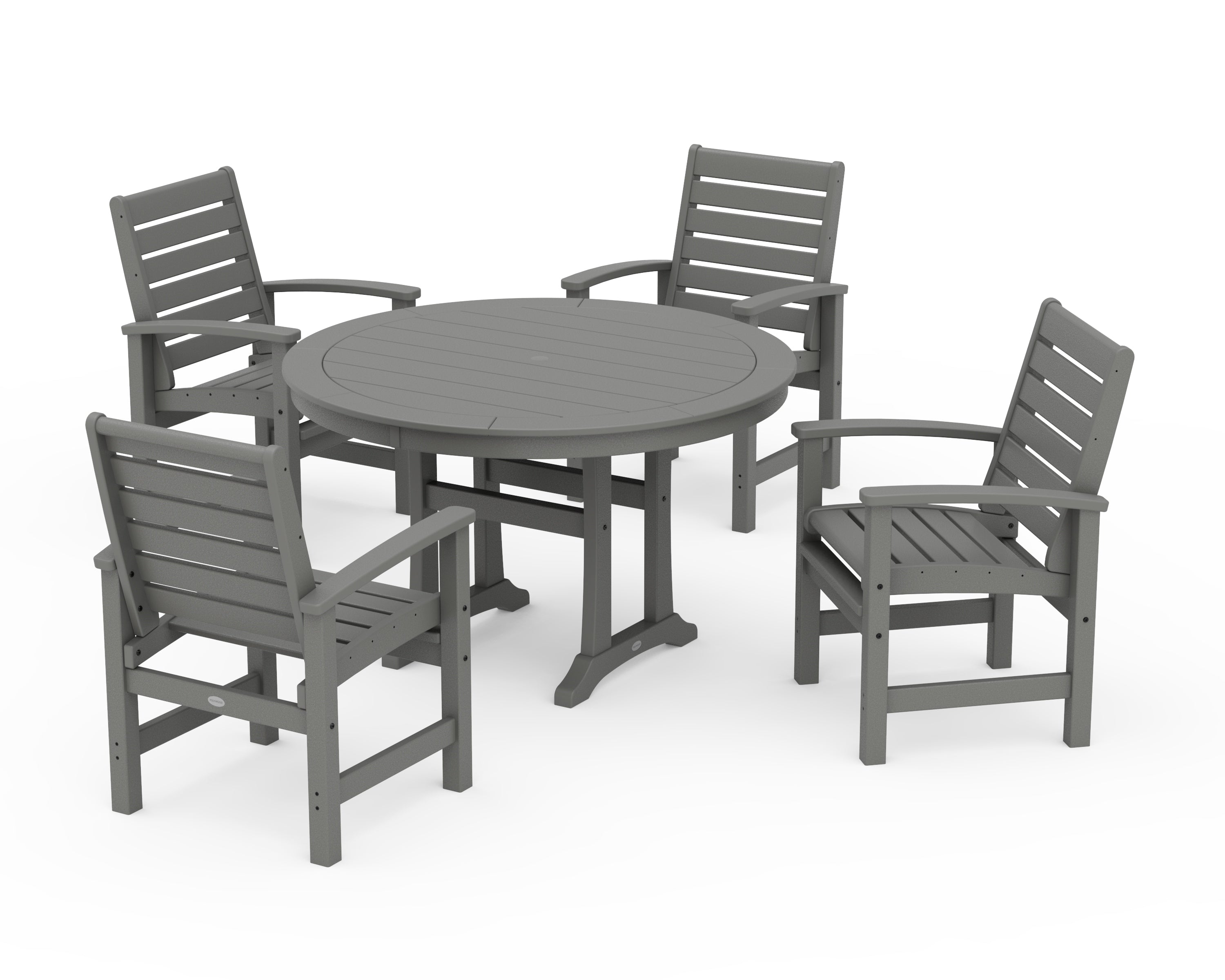 POLYWOOD® Signature 5-Piece Round Dining Set with Trestle Legs in Slate Grey