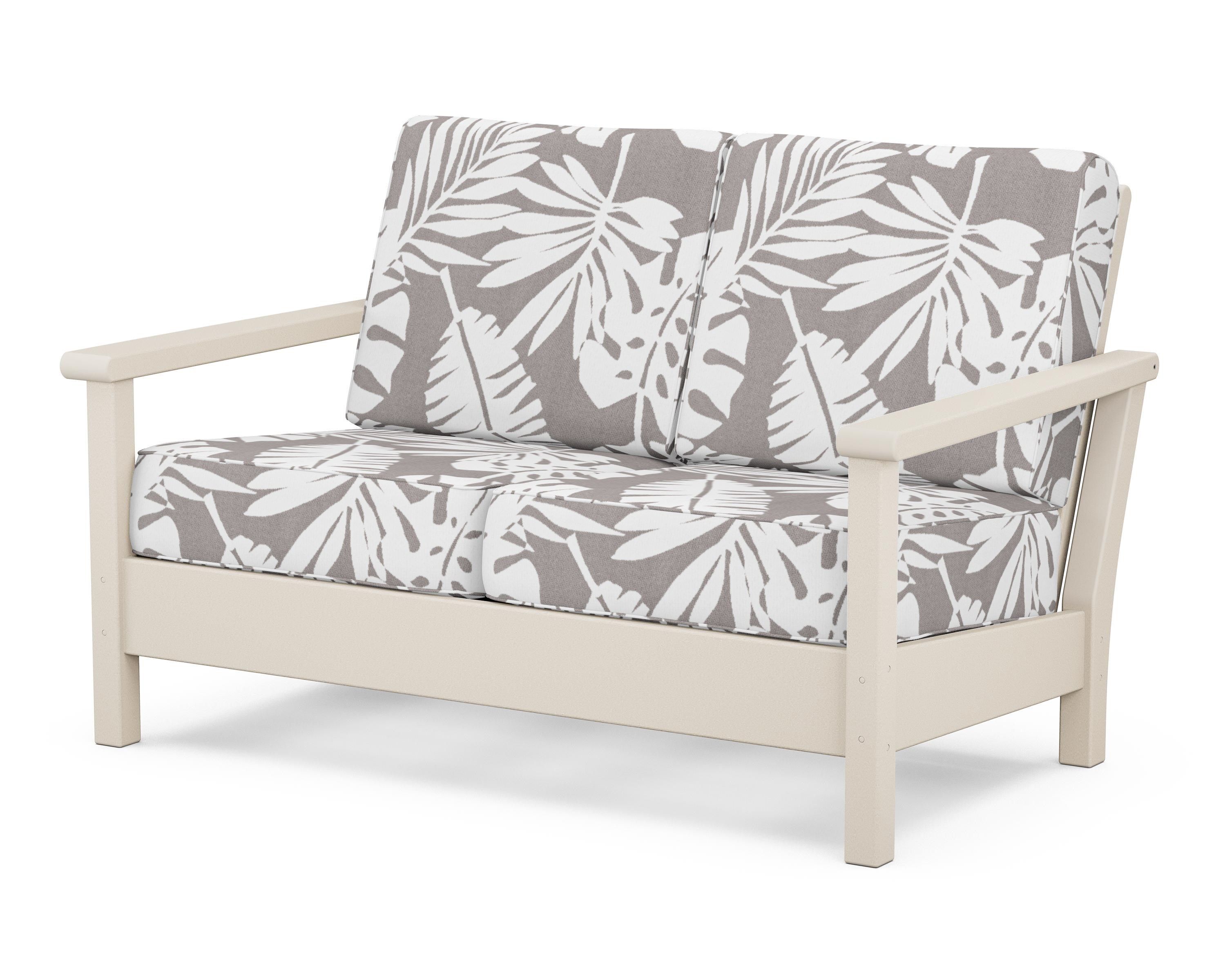 POLYWOOD® Harbour Deep Seating Loveseat in Sand / Leaf Grey Mist