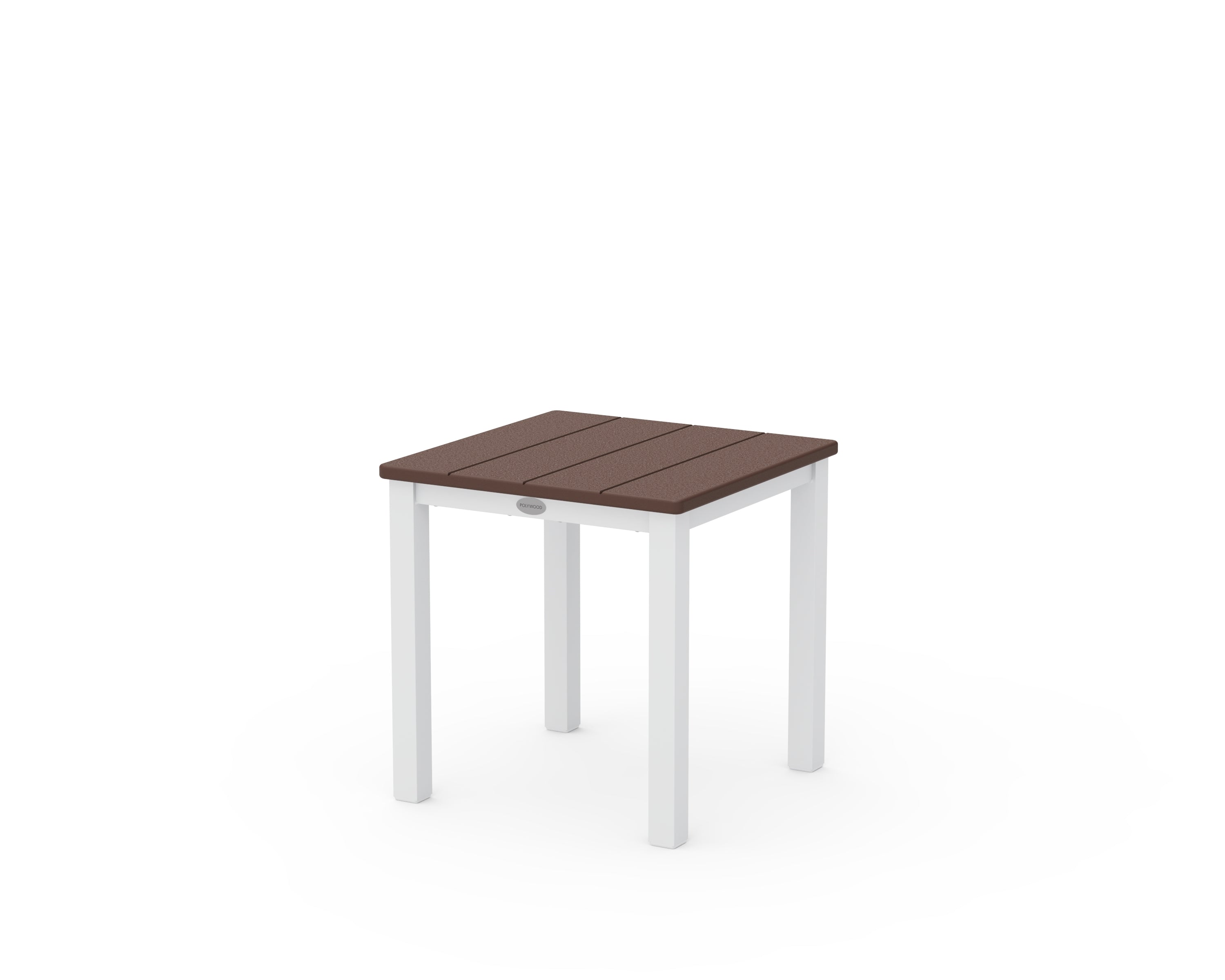 POLYWOOD® Main Street 18" Side Table in White / Mahogany
