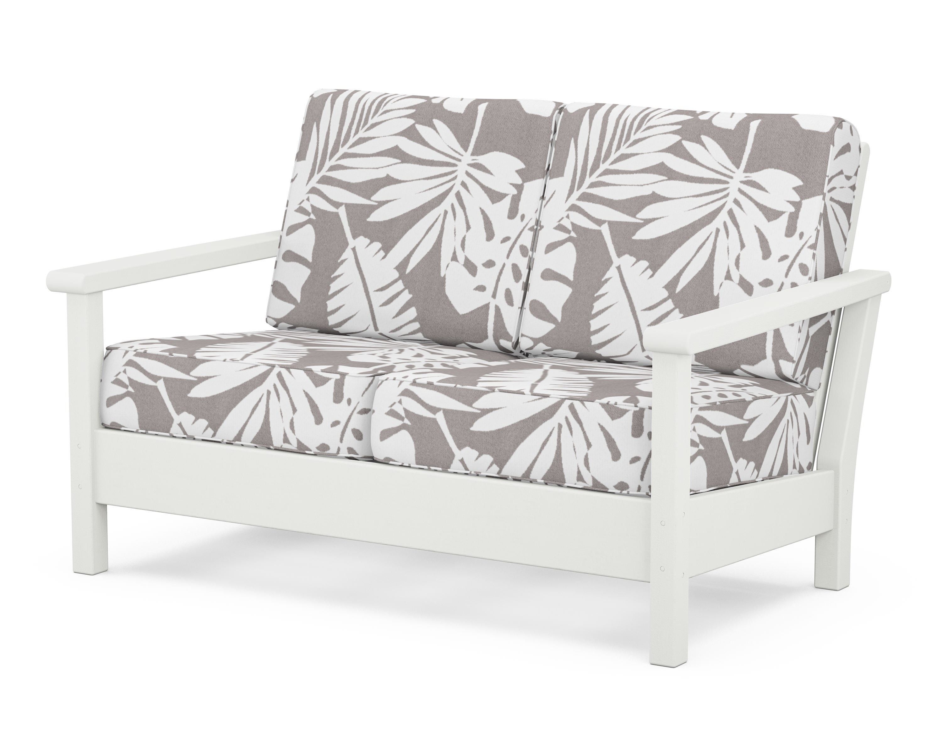 POLYWOOD® Harbour Deep Seating Loveseat in Vintage White / Leaf Grey Mist