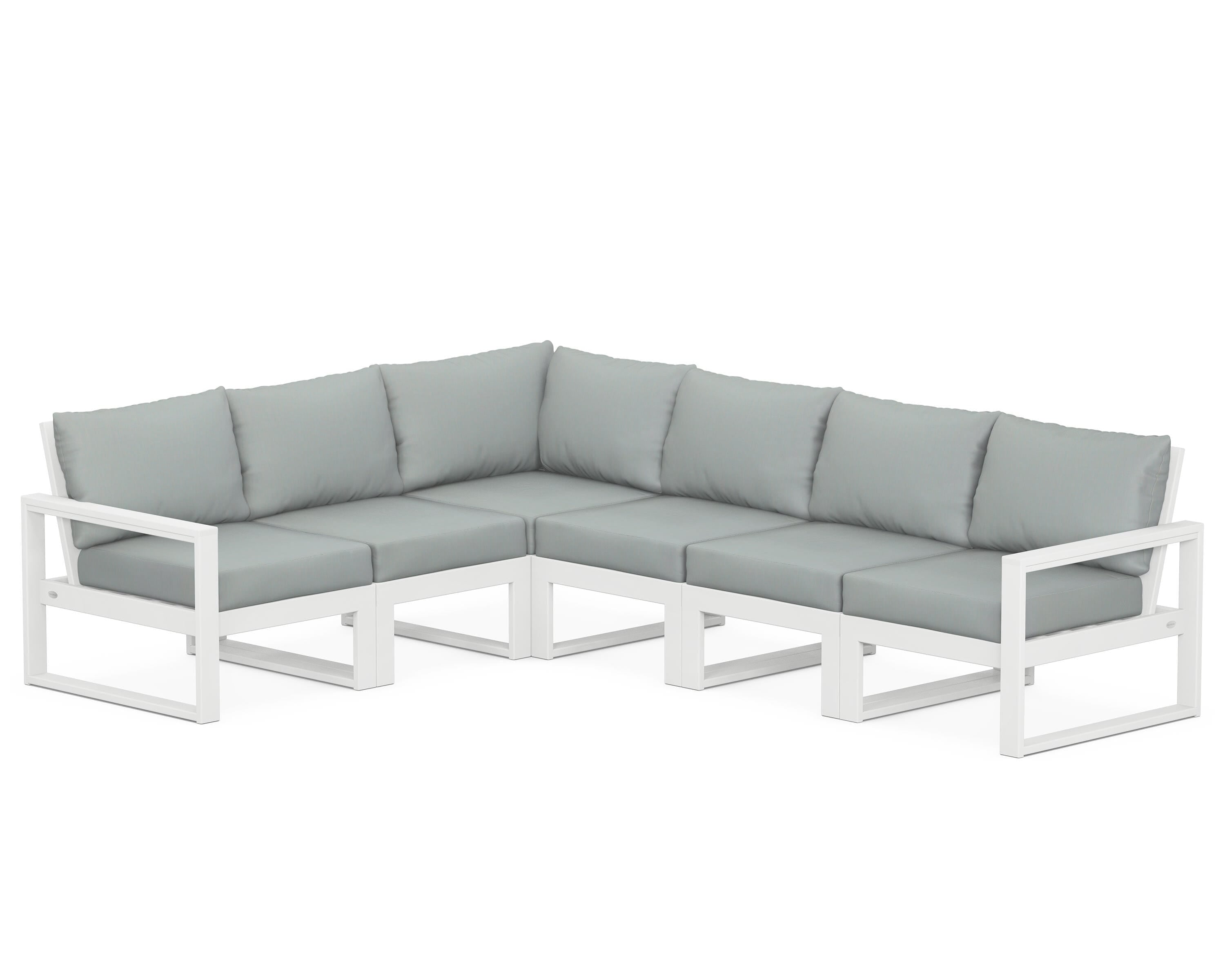 POLYWOOD® EDGE 6-Piece Modular Deep Seating Set in White / Spa