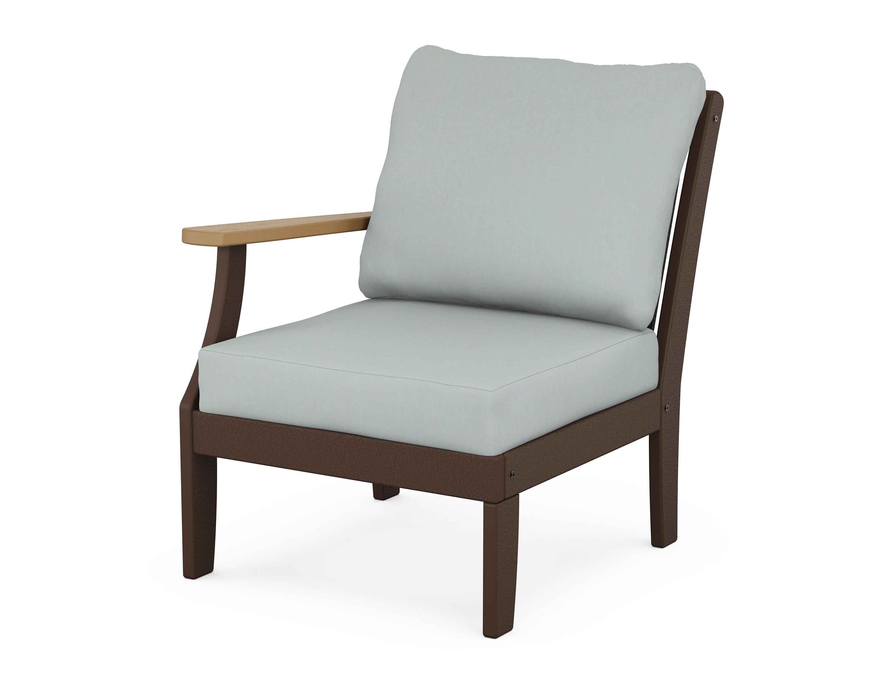 POLYWOOD® Braxton Modular Left Arm Chair in Mahogany / Natural / Spa
