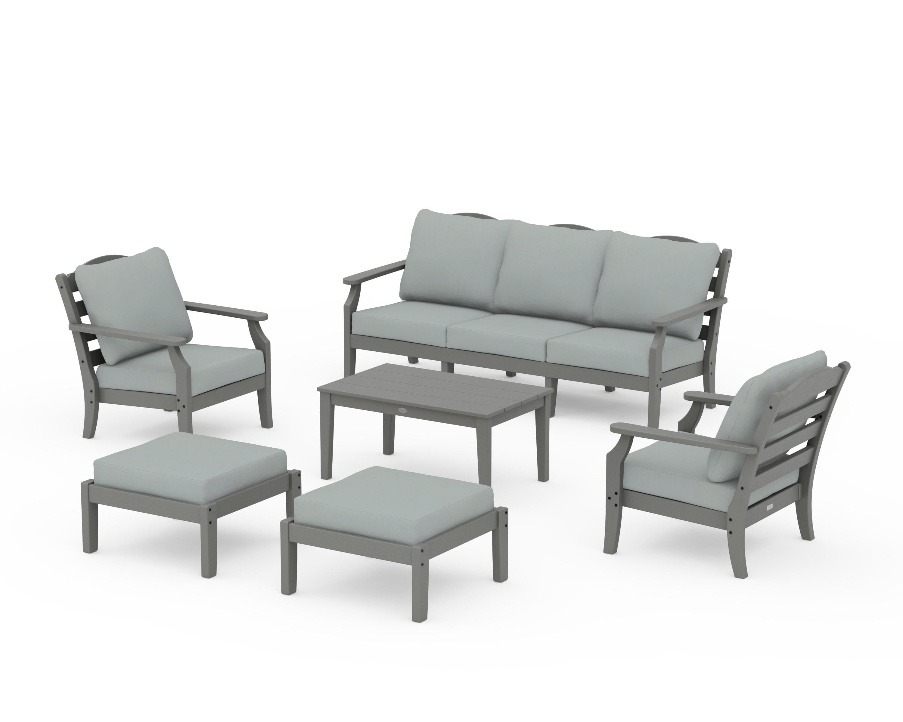Draper James™ by POLYWOOD® Savannah 6-Piece Lounge Sofa Set in Slate Grey / Spa