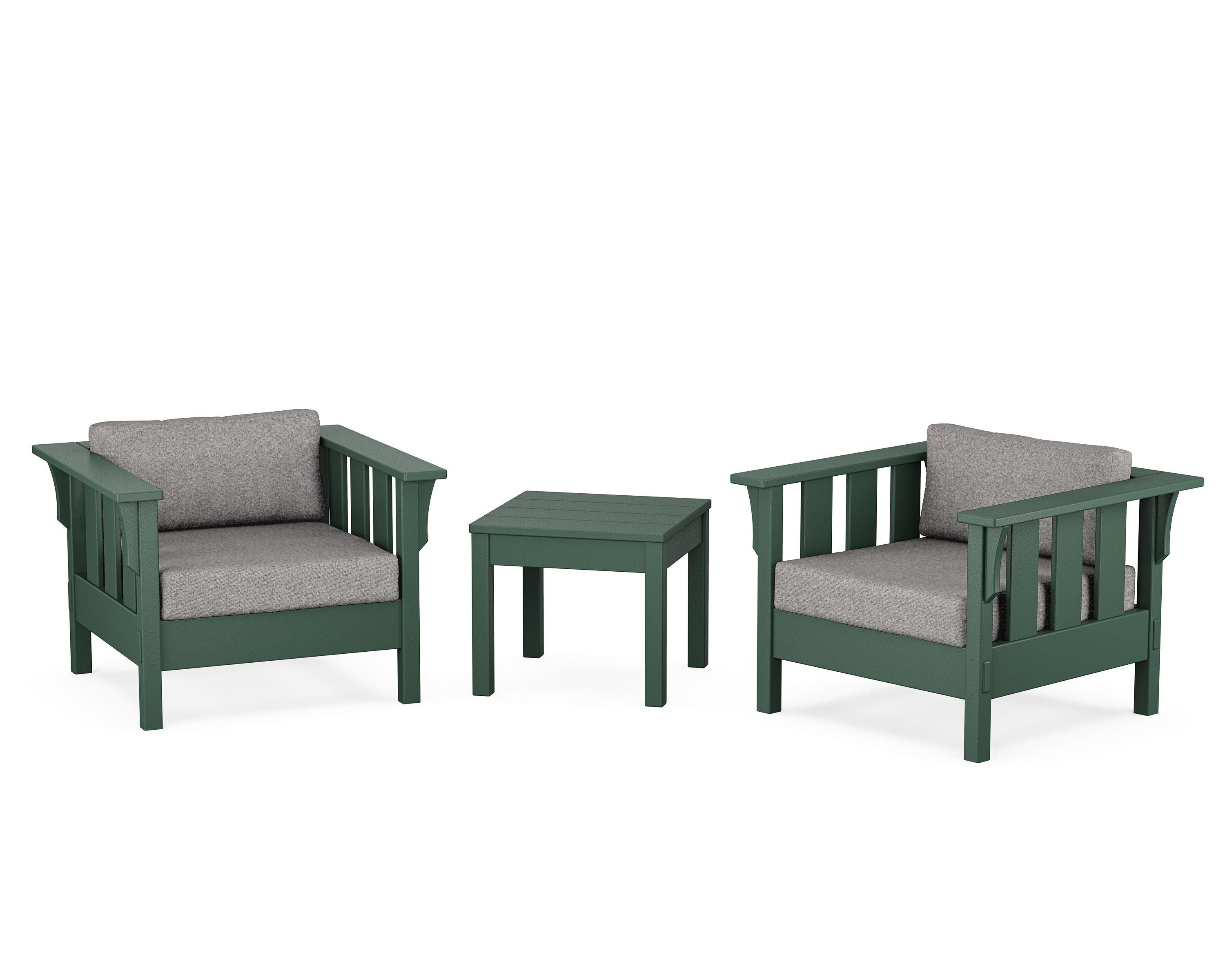 Martha Stewart by POLYWOOD® Acadia 3-Piece Deep Seating Set in Green / Grey Mist