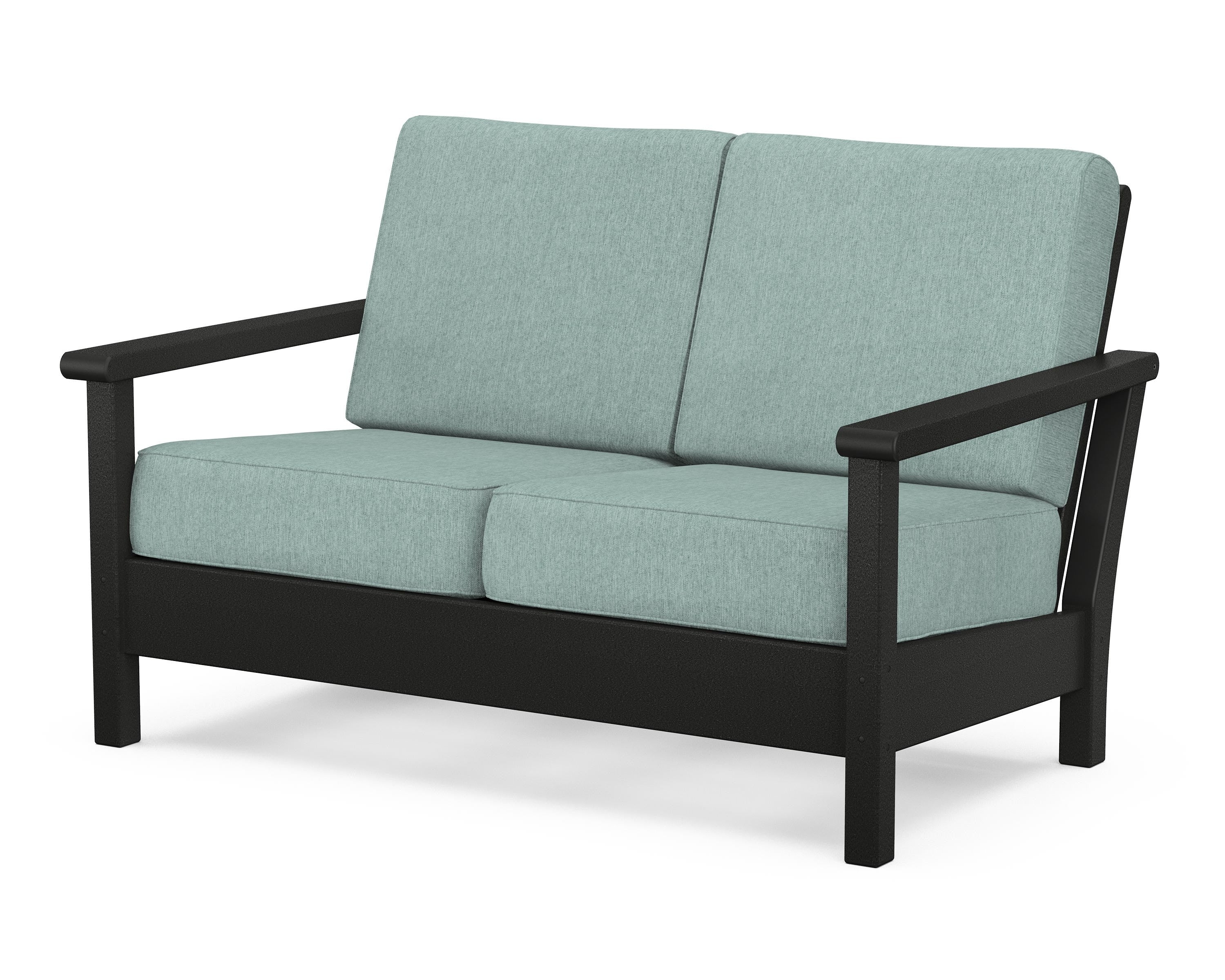 POLYWOOD® Harbour Deep Seating Loveseat in Black / Glacier Spa