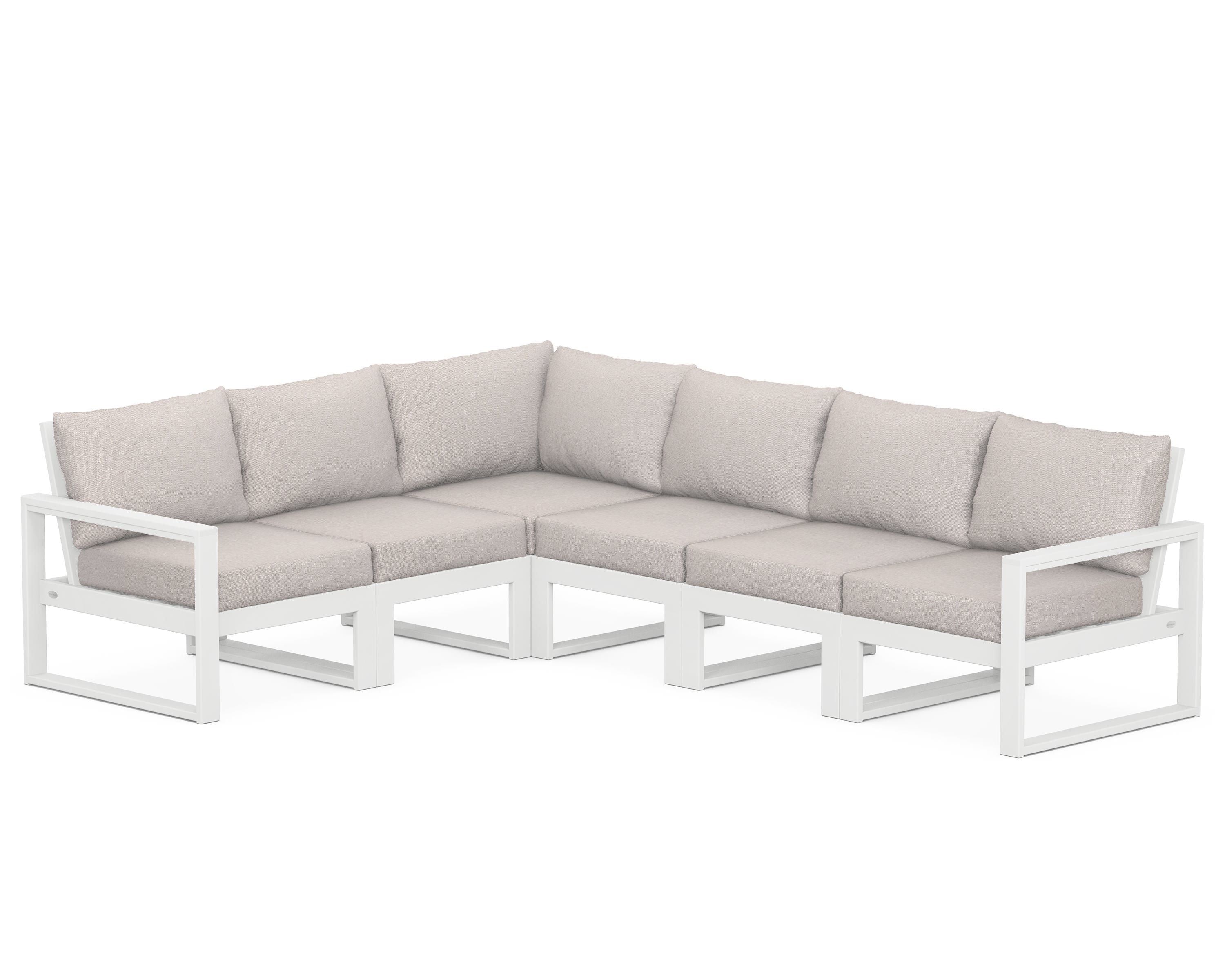 POLYWOOD® EDGE 6-Piece Modular Deep Seating Set in White / Dune Burlap