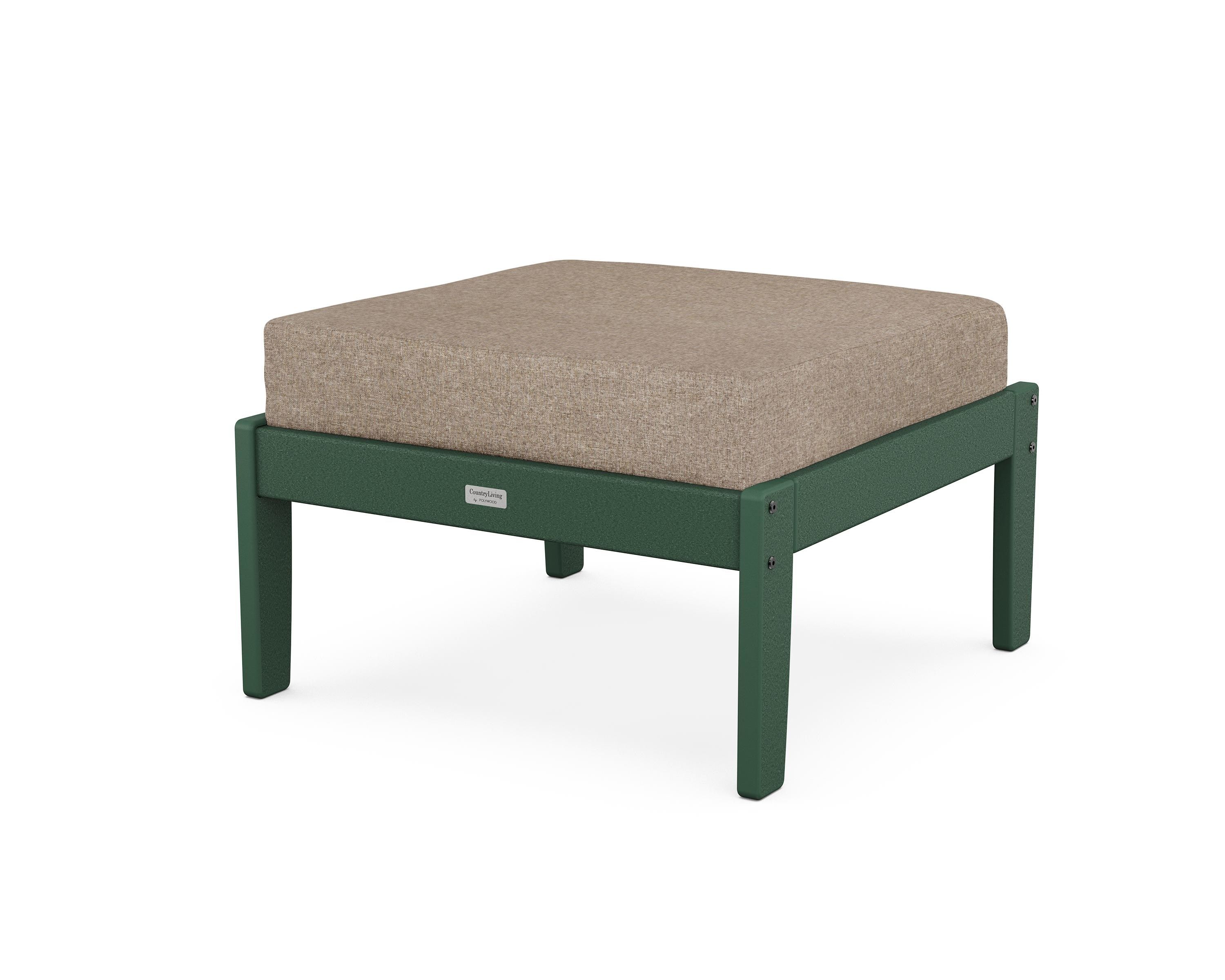 Country Living Cottage Deep Seating Ottoman in Green / Spiced Burlap