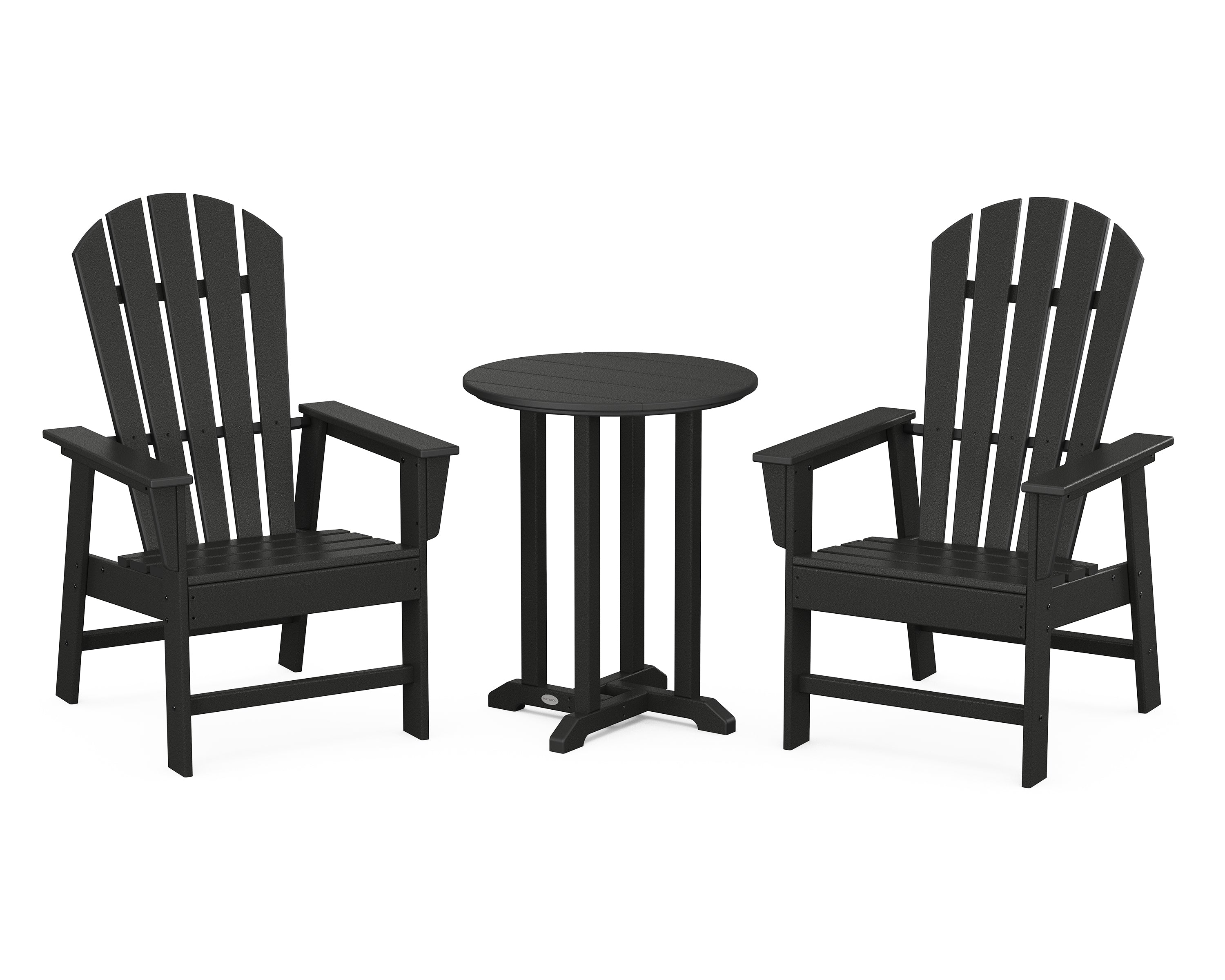 POLYWOOD® South Beach 3-Piece Round Farmhouse Bistro Dining Set in Black