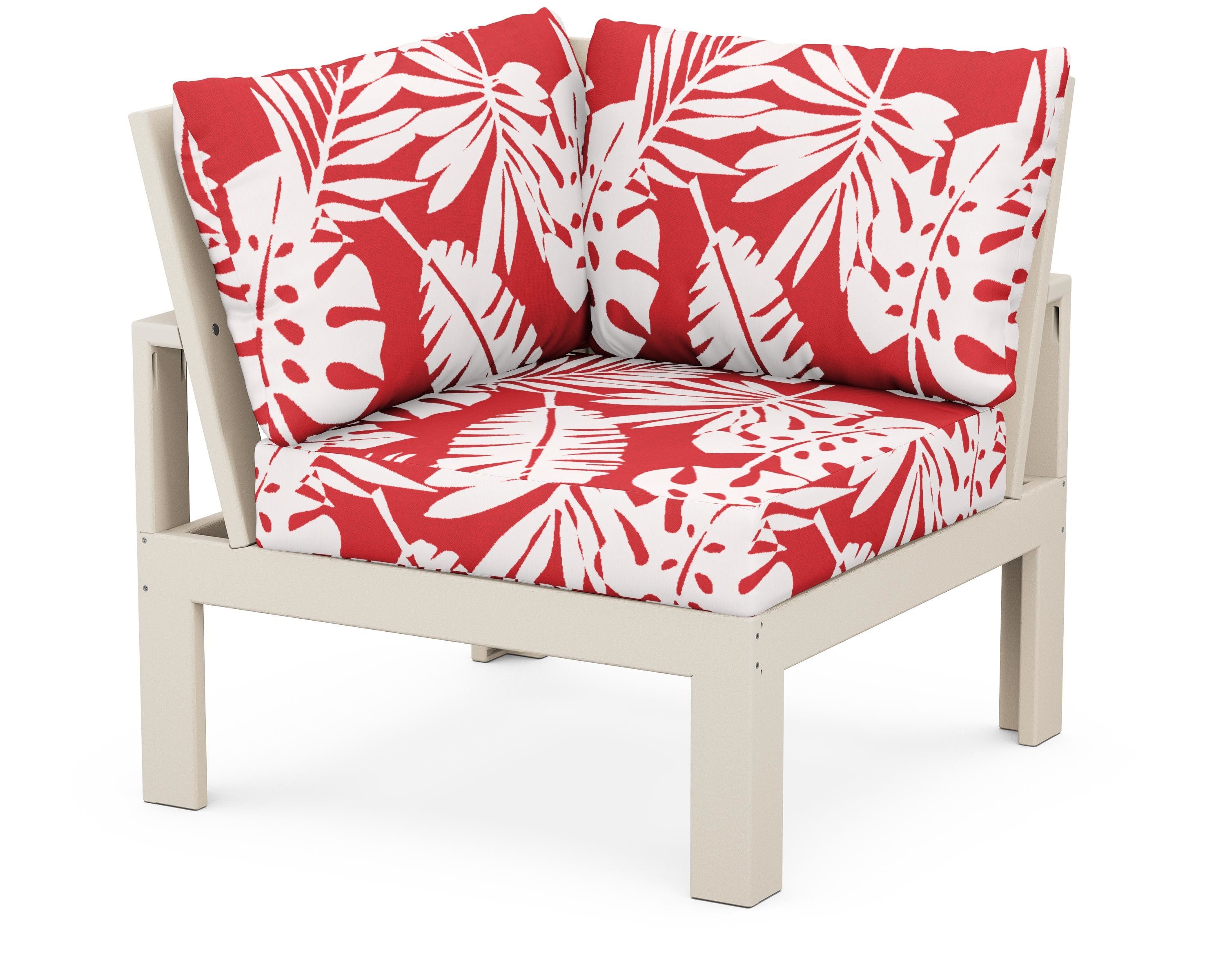 Unbranded Modular Corner Chair in Sand / Leaf Crimson