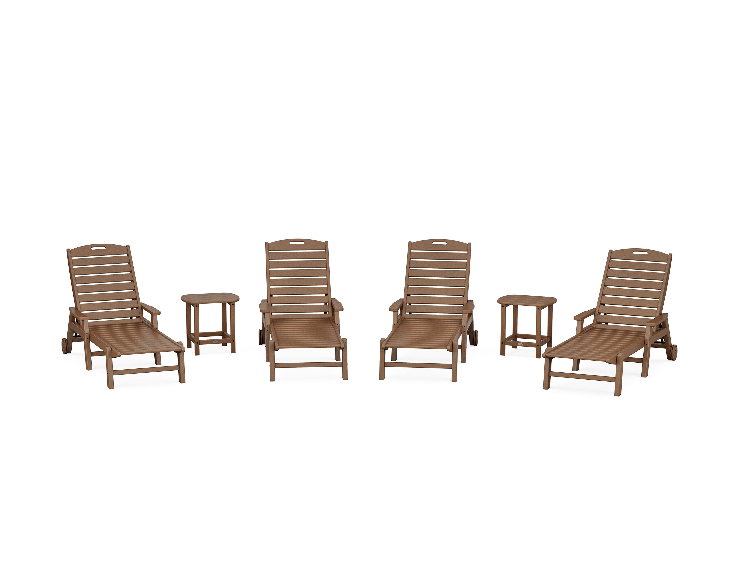 POLYWOOD® Nautical Chaise 6-Piece Set with Arms & Wheels in Teak