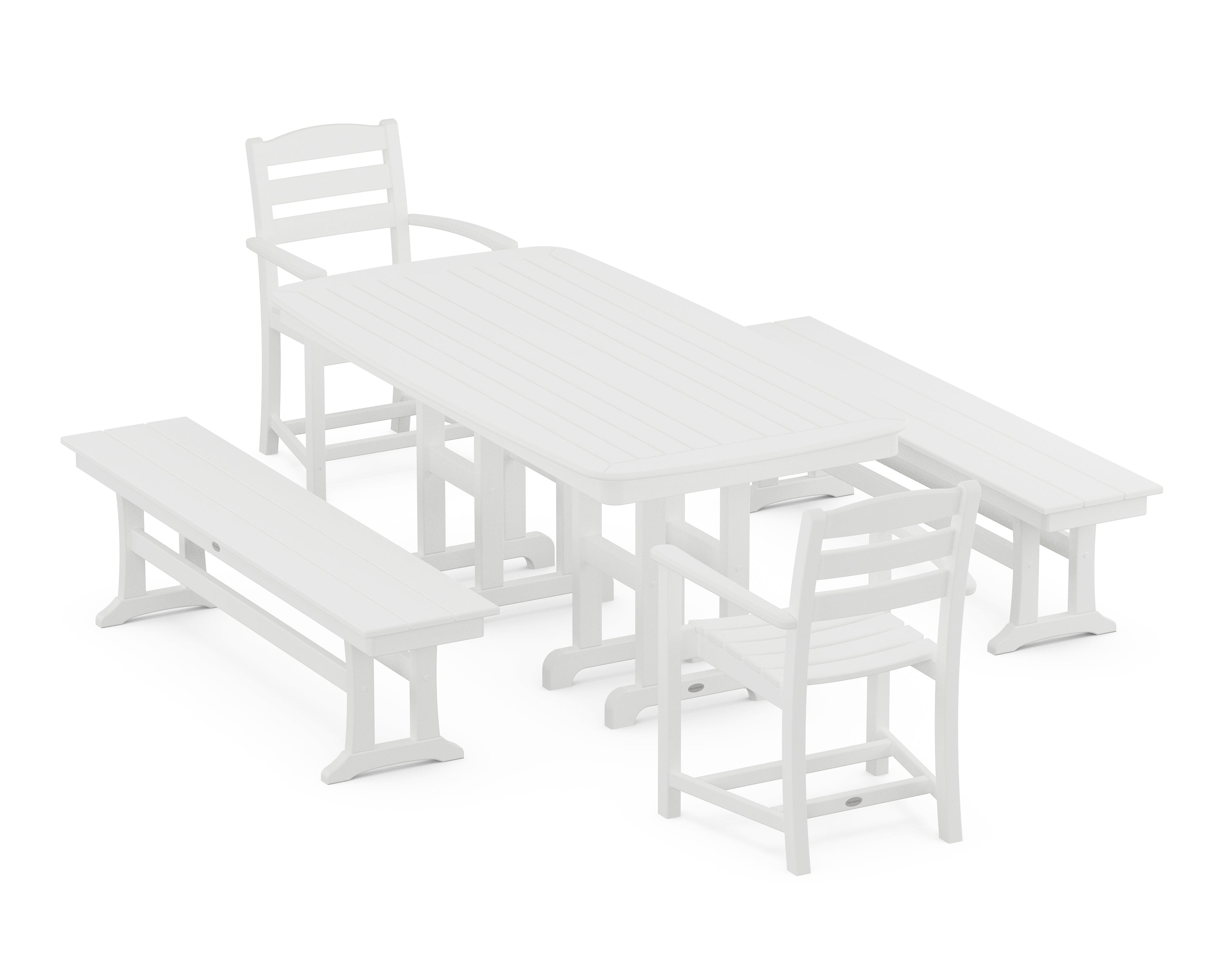 POLYWOOD® La Casa Café 5-Piece Dining Set with Benches in White