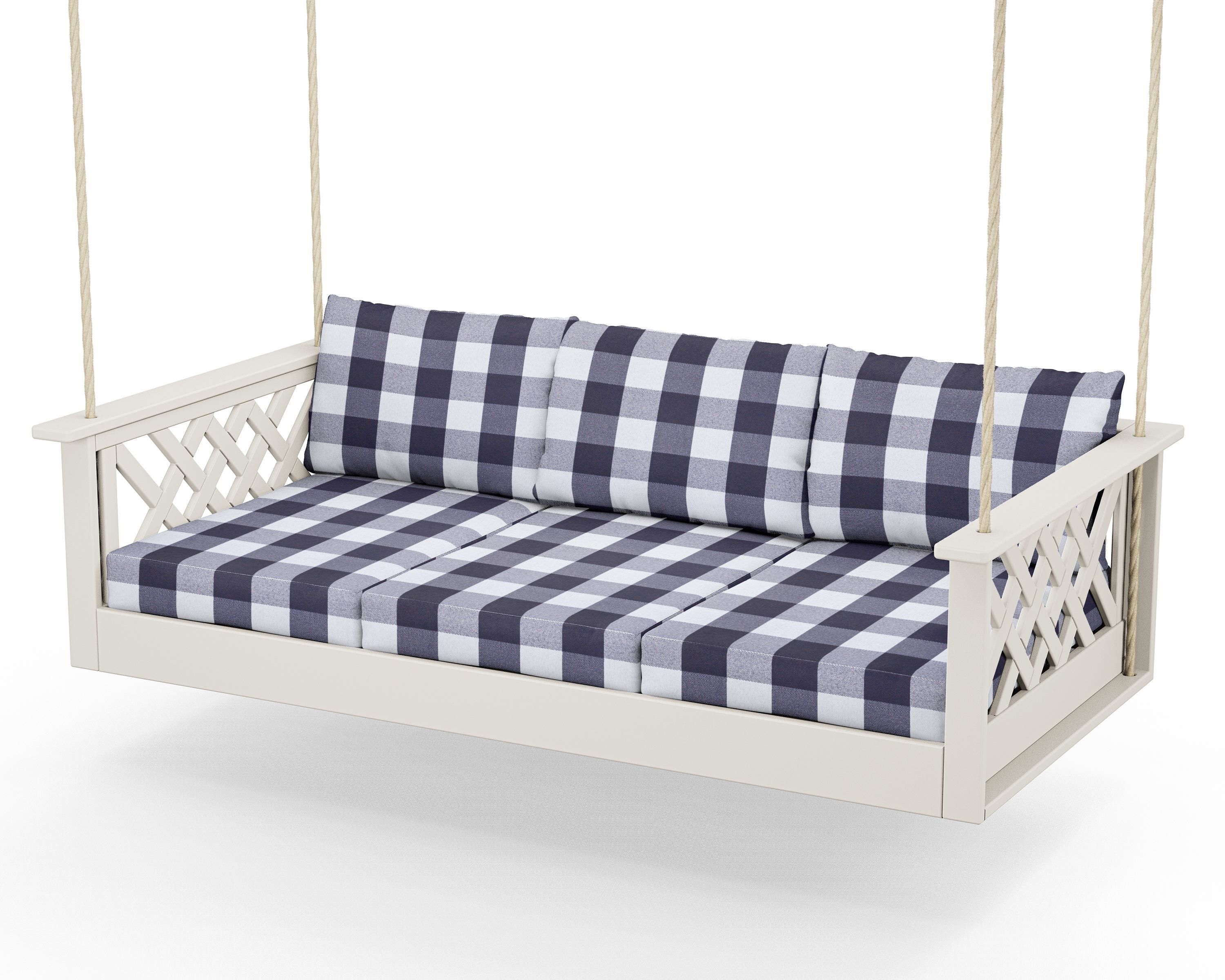 Country Living Wovendale Daybed Swing in Sand / Buffalo Plaid Navy