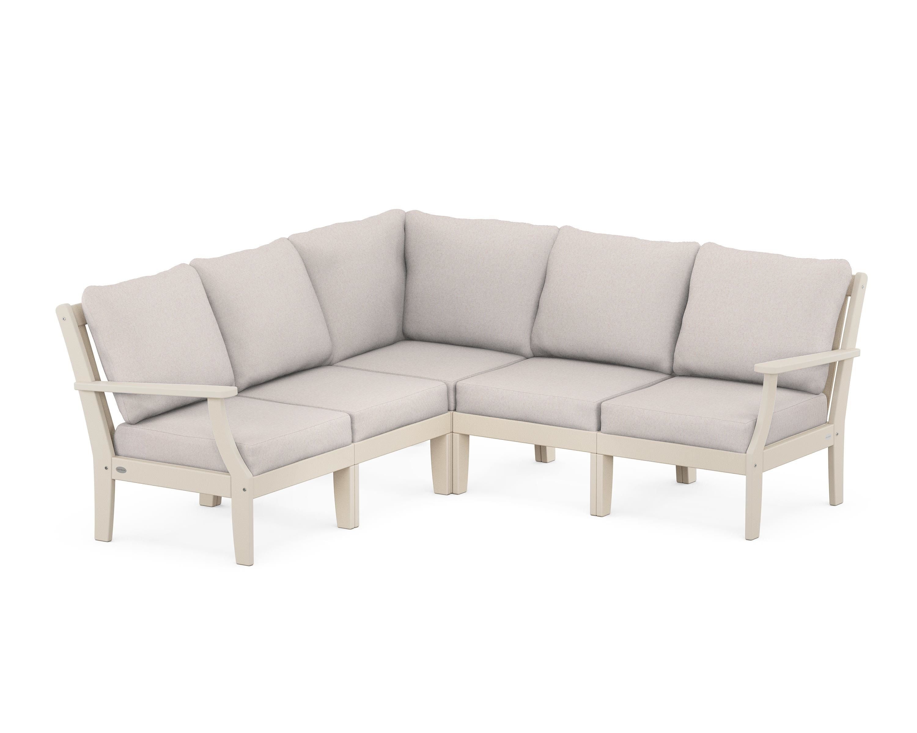 POLYWOOD® Braxton Modular 5-Piece Deep Seating Set in Sand / Dune Burlap