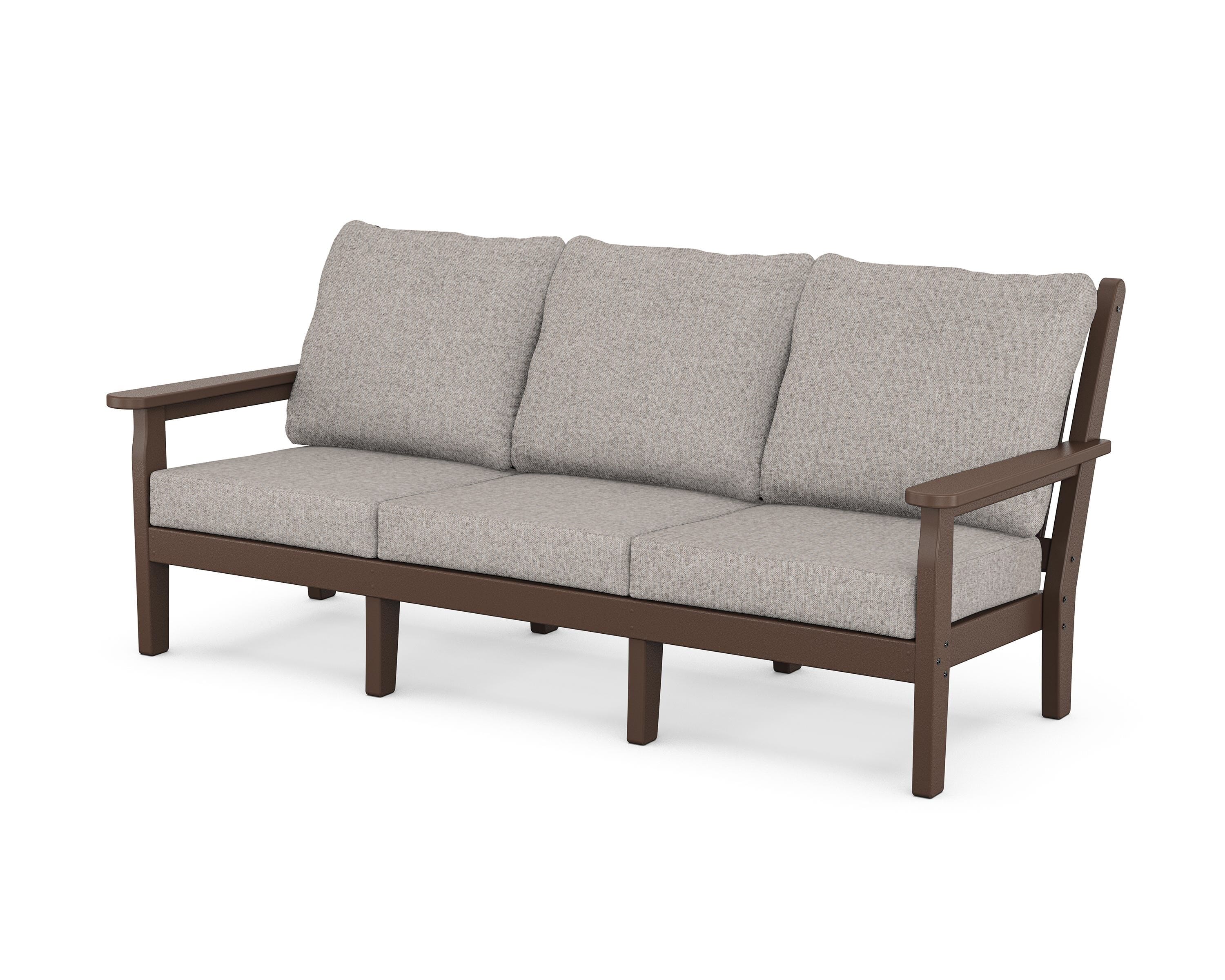 POLYWOOD® Chippendale Deep Seating Sofa in Mahogany / Weathered Tweed
