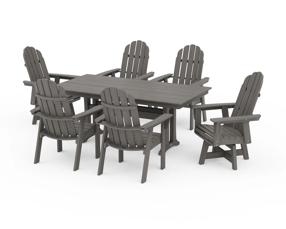 Vineyard Curveback Adirondack Swivel Chair 7-Piece Farmhouse Dining Set