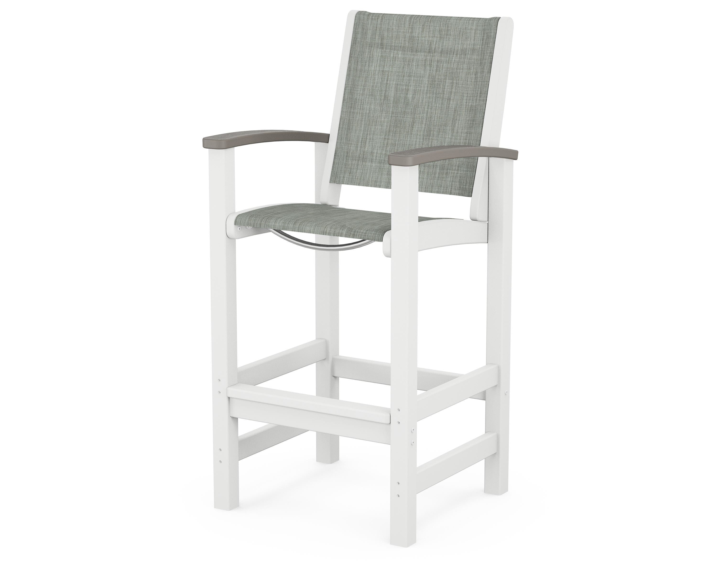 POLYWOOD® Coastal Bar Chair in White / Driftwood / Birch Sling