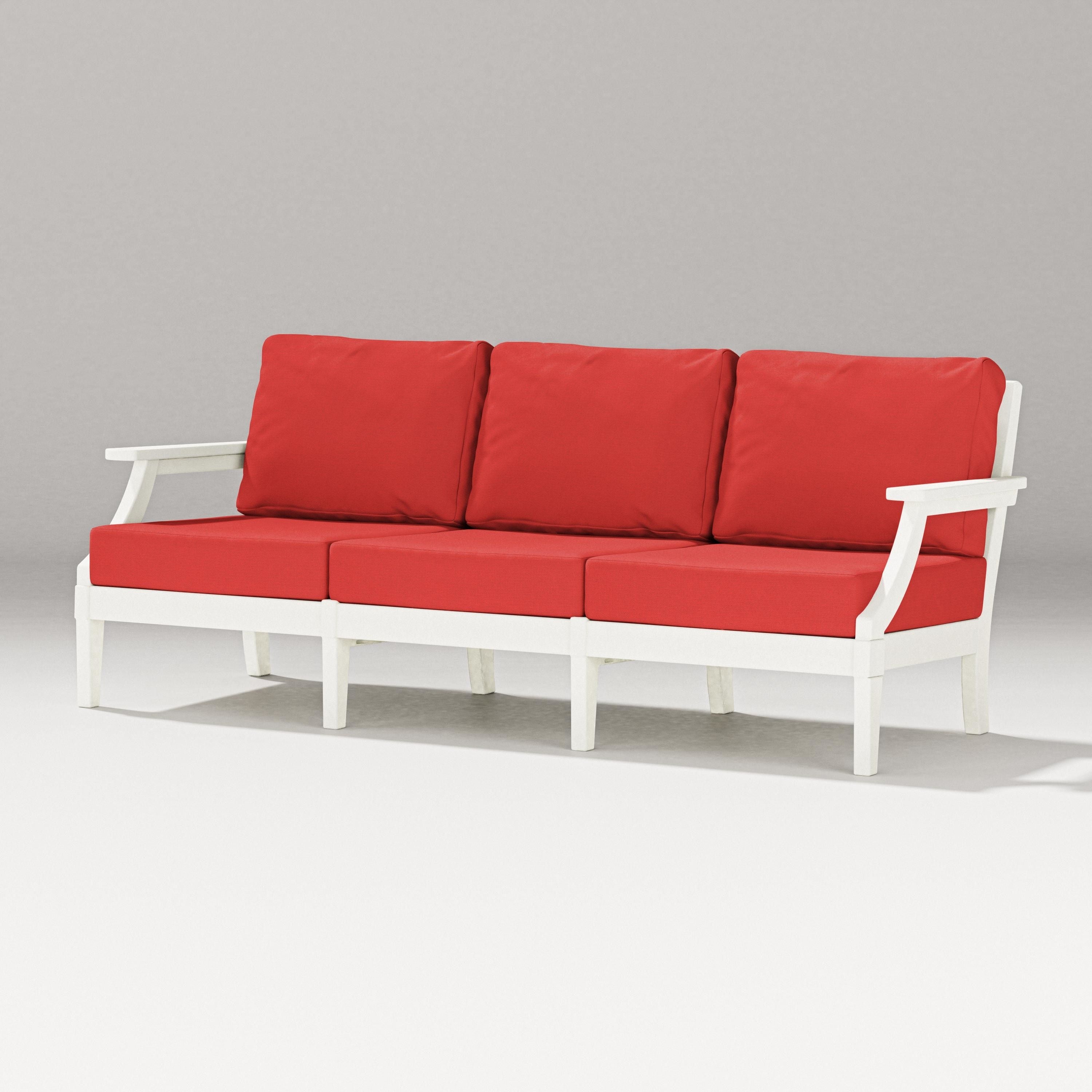 PW Designer Series Estate Sofa in Vintage White / Crimson Linen