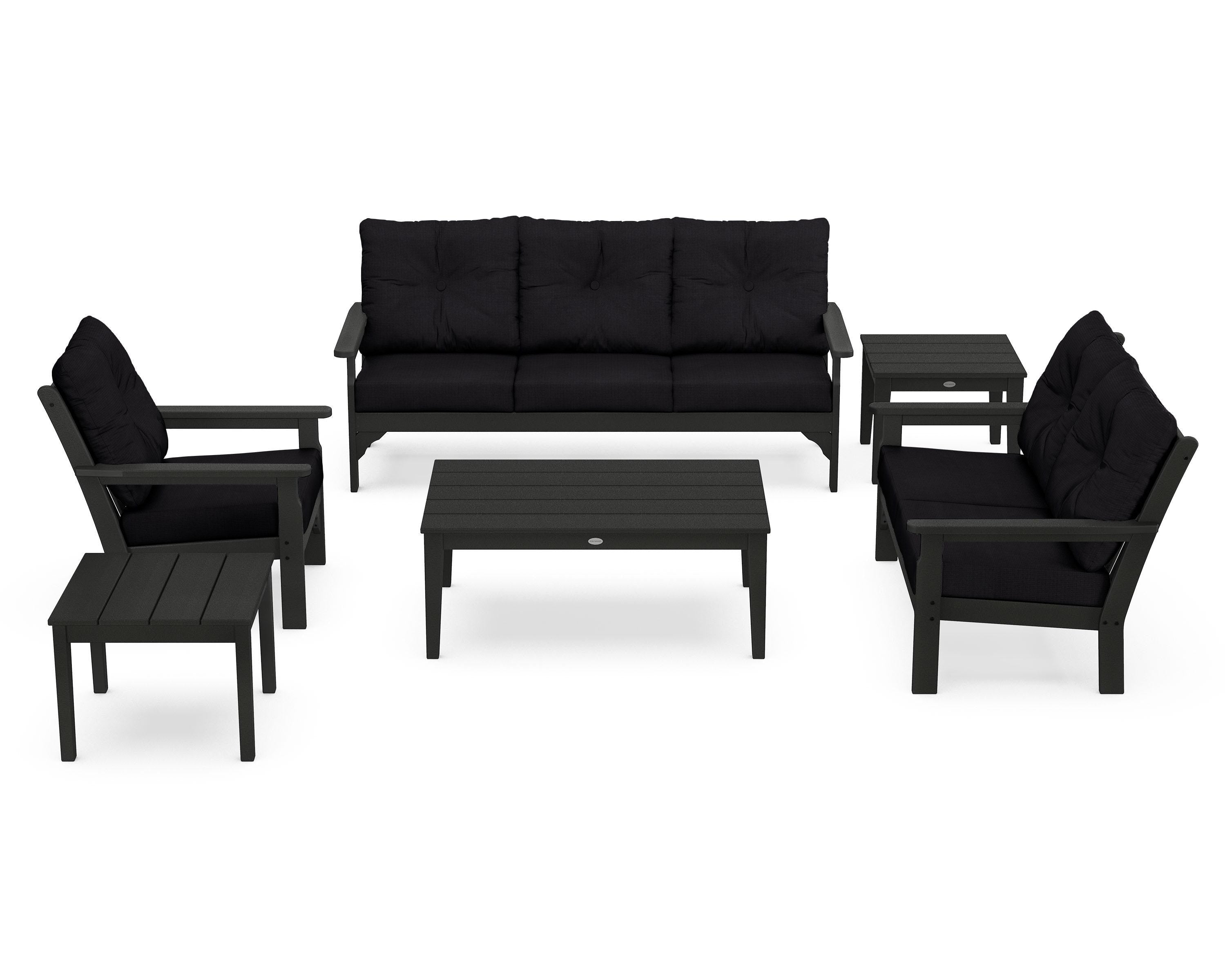 POLYWOOD® Vineyard 6-Piece Deep Seating Set in Green / Midnight Linen