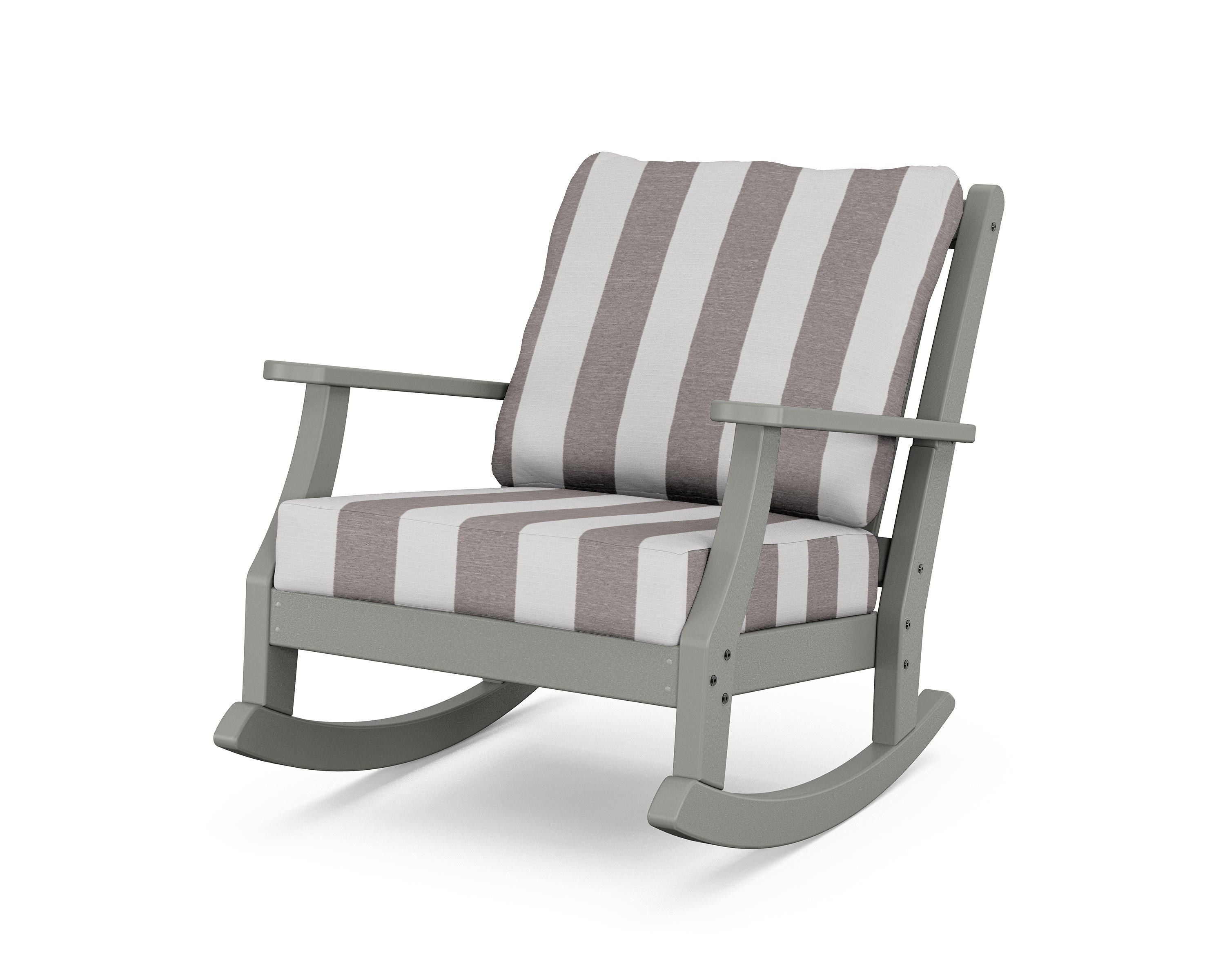 Country Living Wovendale Deep Seating Rocking Chair in Slate Grey / Cabana Stripe Grey Mist